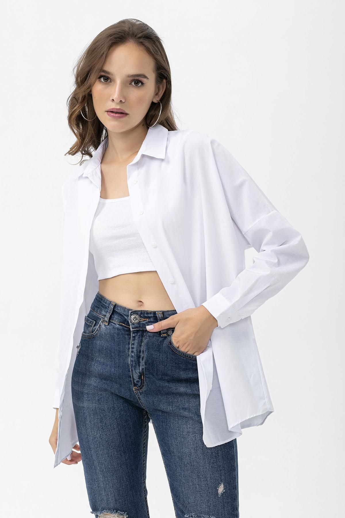 ŞİMAL-Women's Oversize Poppy Shirt 250239   - 2