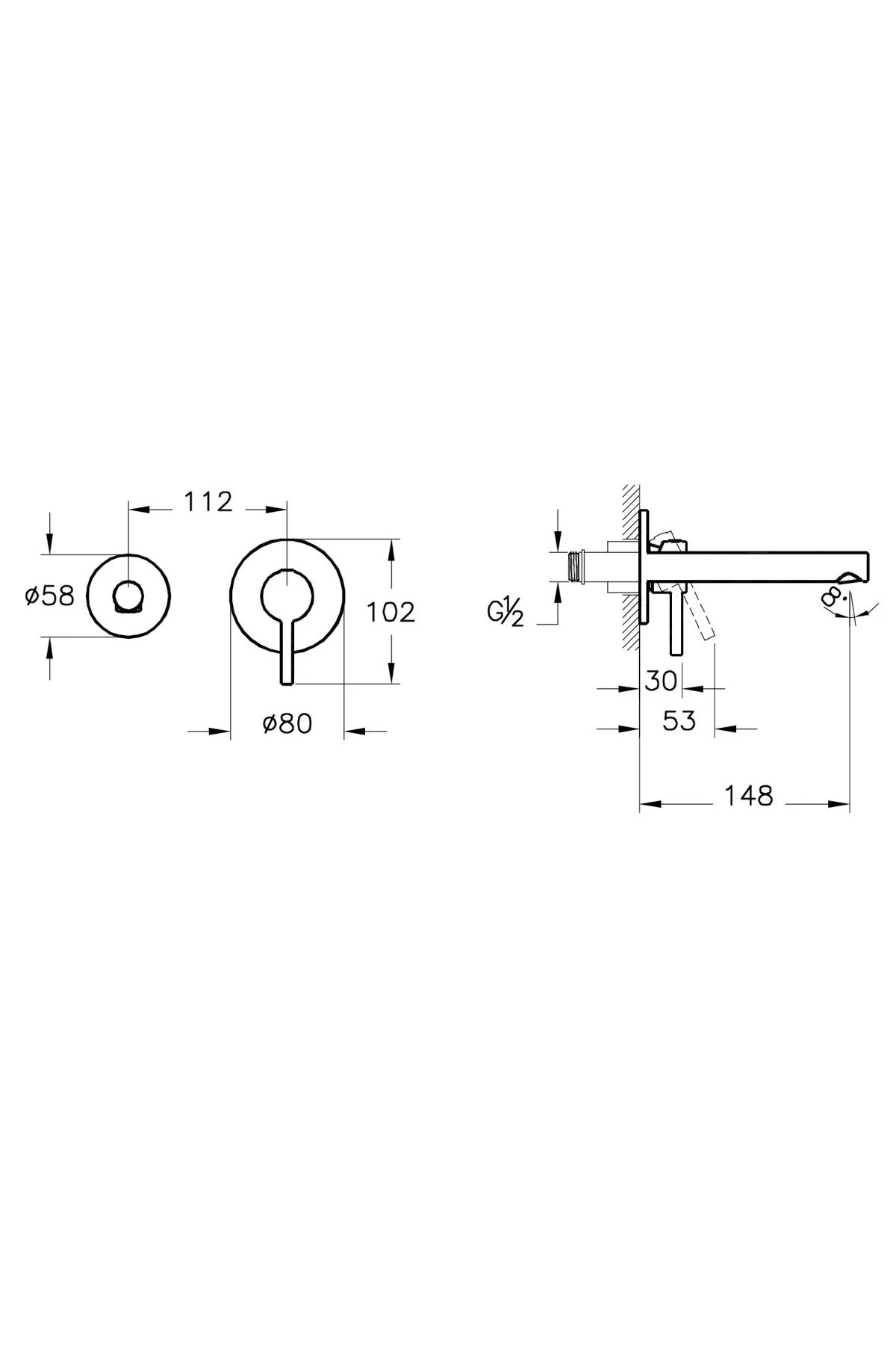 VitrA-Built-in Bathroom Sink Faucet, Surface With 2 Rosettes, Brushed Nickel Finish 2