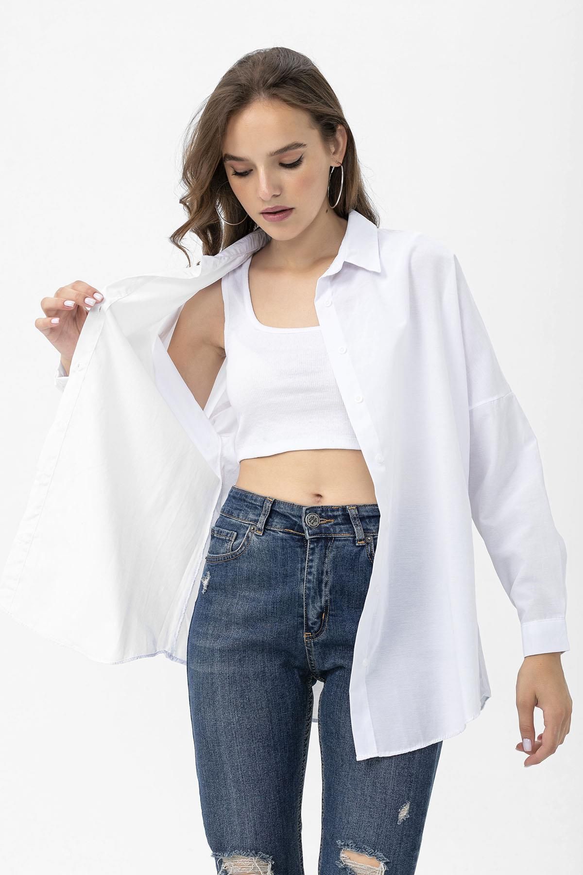 ŞİMAL-Women's Oversize Poppy Shirt 250239   - 4