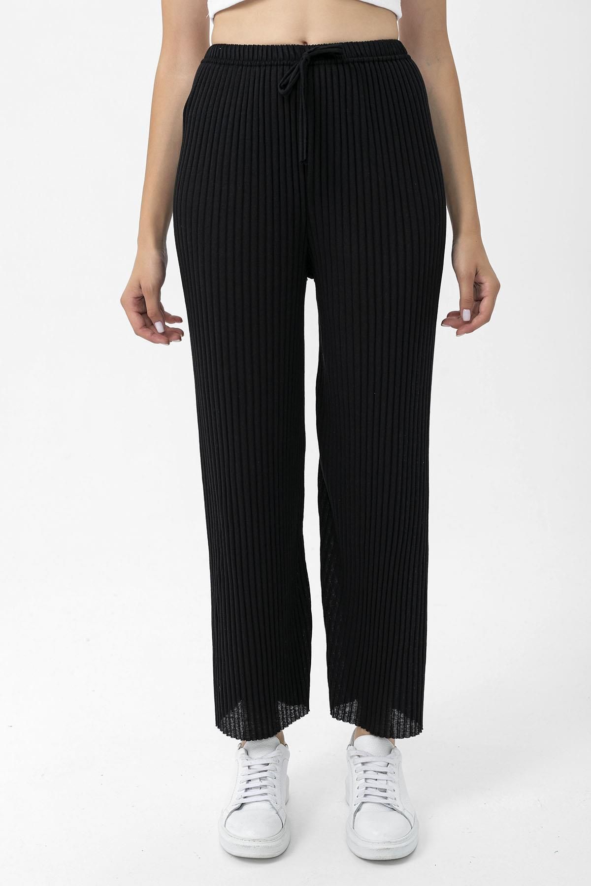 ŞİMAL-Pantaloni de damă cu talie elastică evazată 250200   - 3