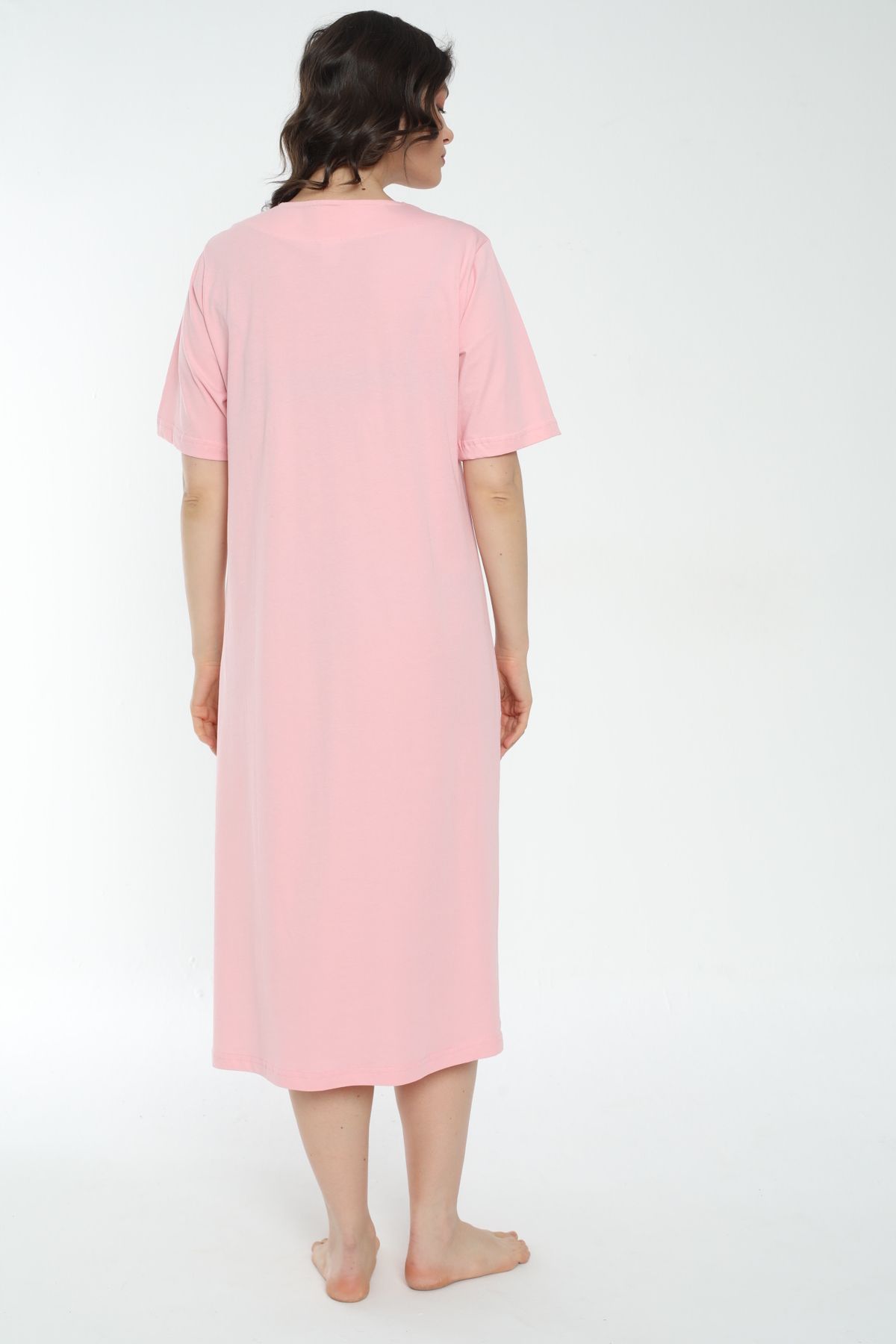 MİSS LOLİTA-Women's 100% Cotton Short Sleeve Midi Length Nightgown 533 5