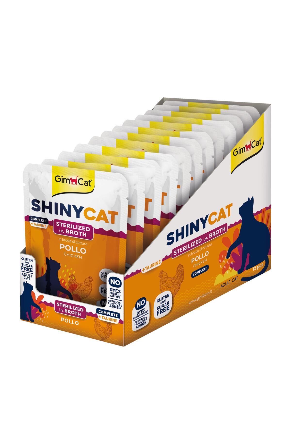 Gimcat Shinycat Pouch Tavuk Kısırlaştırılmış kediler için 70grx12