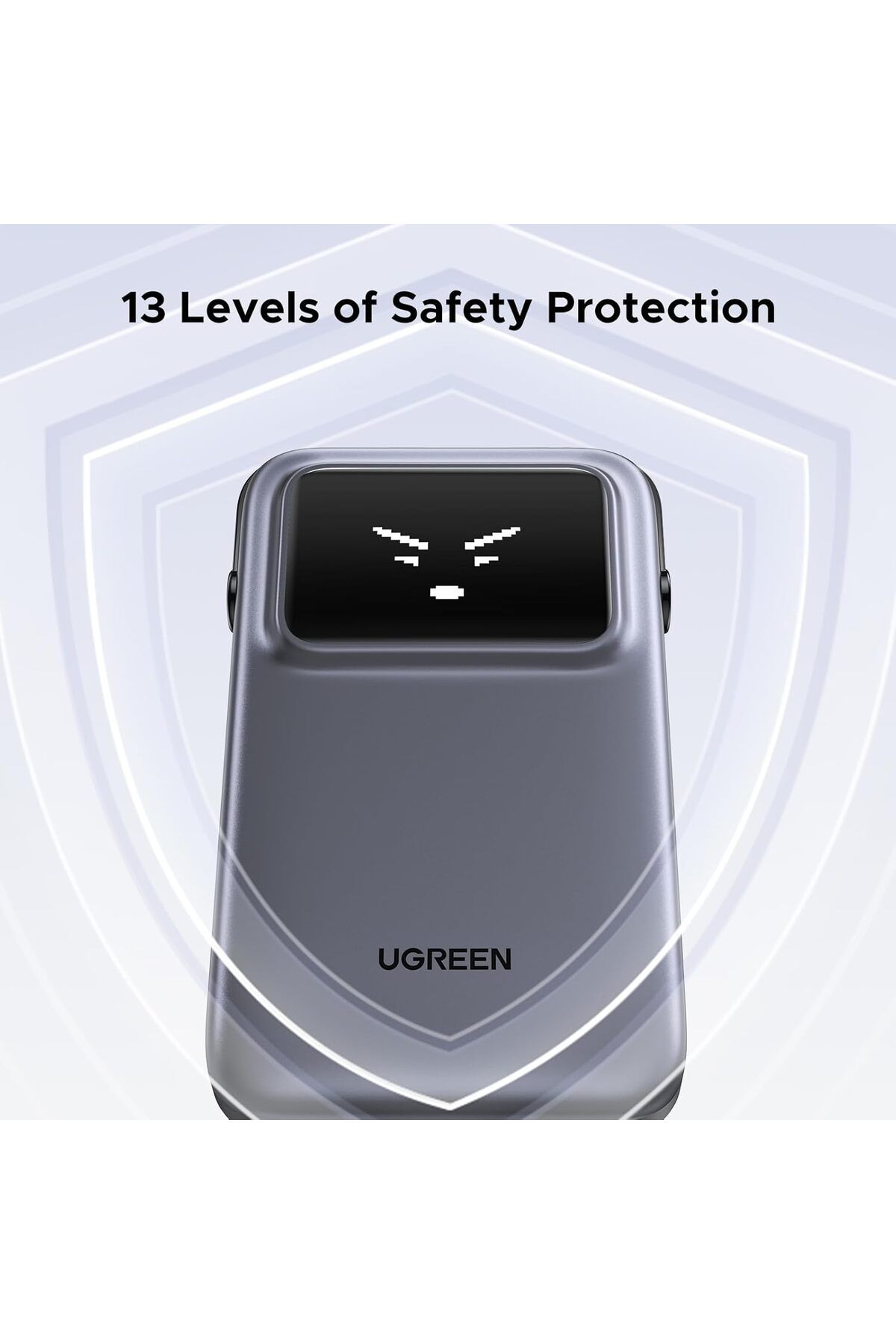 Ugreen-Uno Power Bank with Built-in USB-C Cable, 10000mAh, PD 30W, 3-Way Output with
TFT Display 7