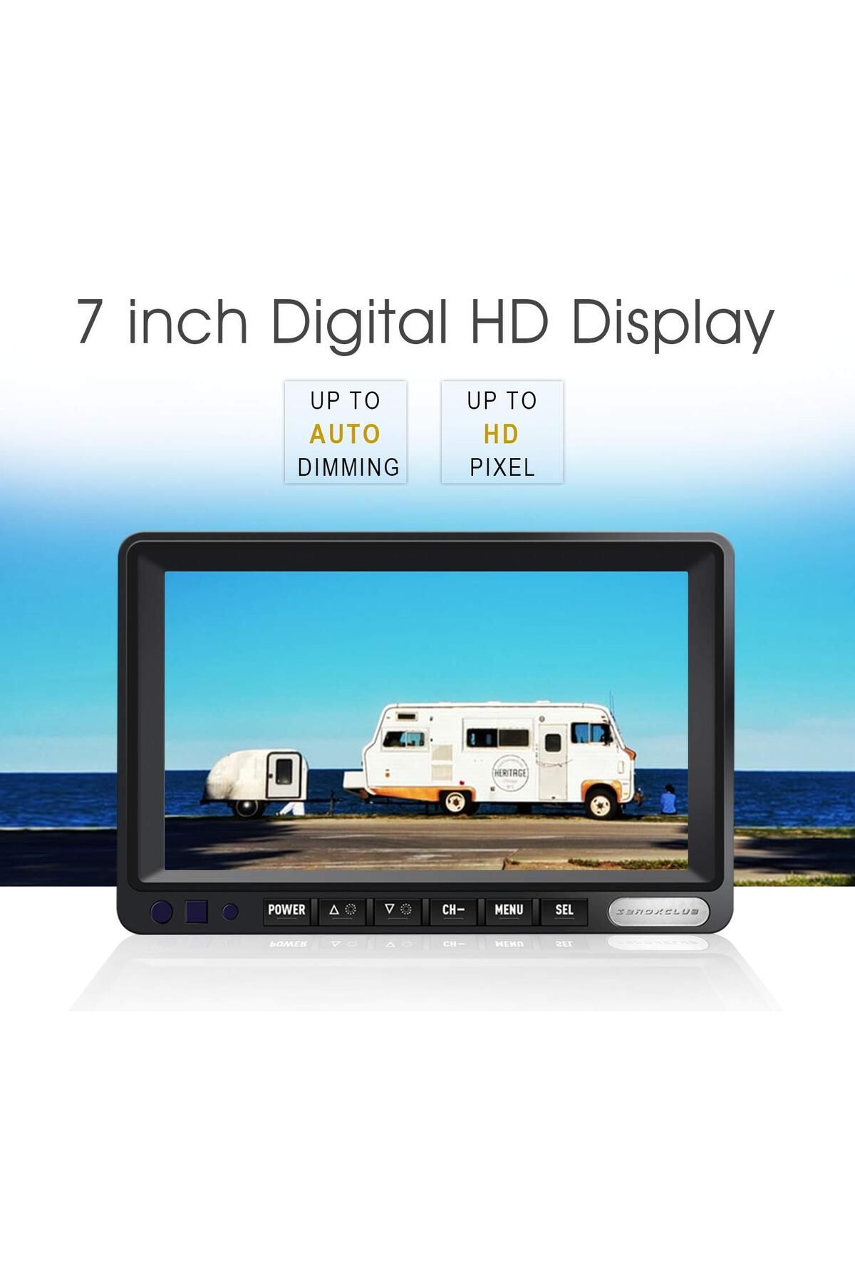 ZEROXCLUB-Digital Wireless Backup Camera Kit, IP69 Waterproof + 7'' LCD Monitor for RV/Truck/Trailer 3