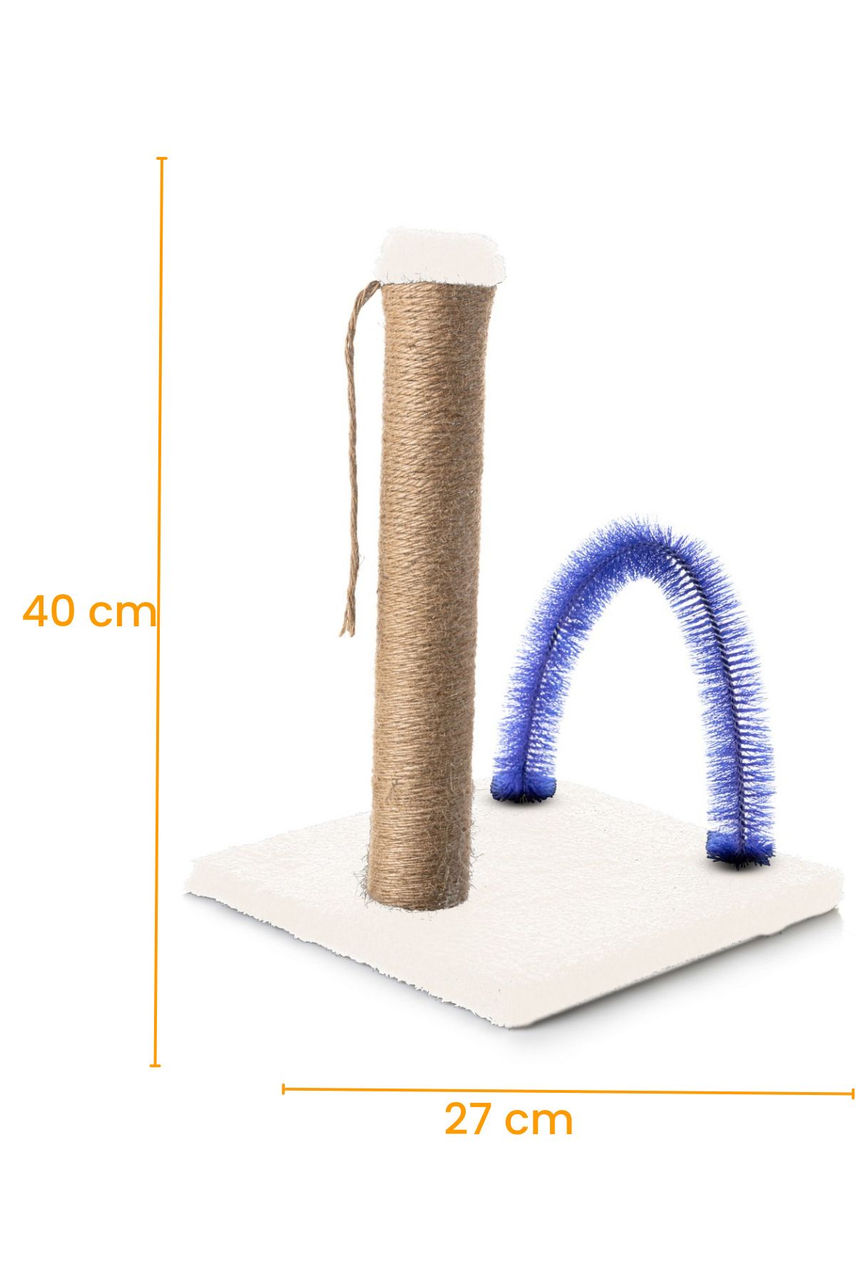 BEYLİNİ-Cat Scratching and Itching Board - Plush Fabric, Erasable Unassembled, 40cm Height (Cream) 7