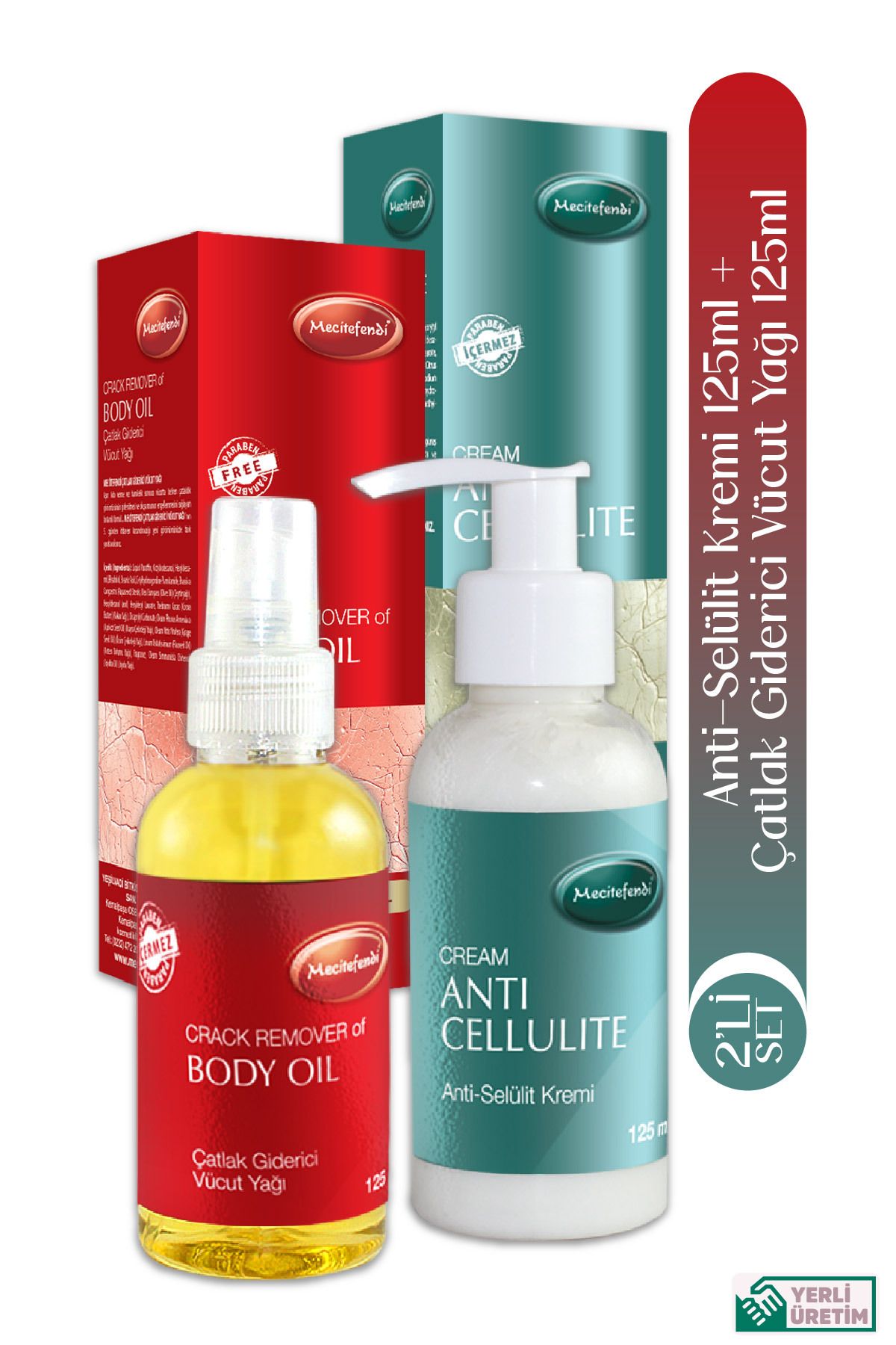 Mecitefendi Anti Selülit Kremi 125 ml + Çatlak Giderici Vücut Bakım Yağı 125 ml