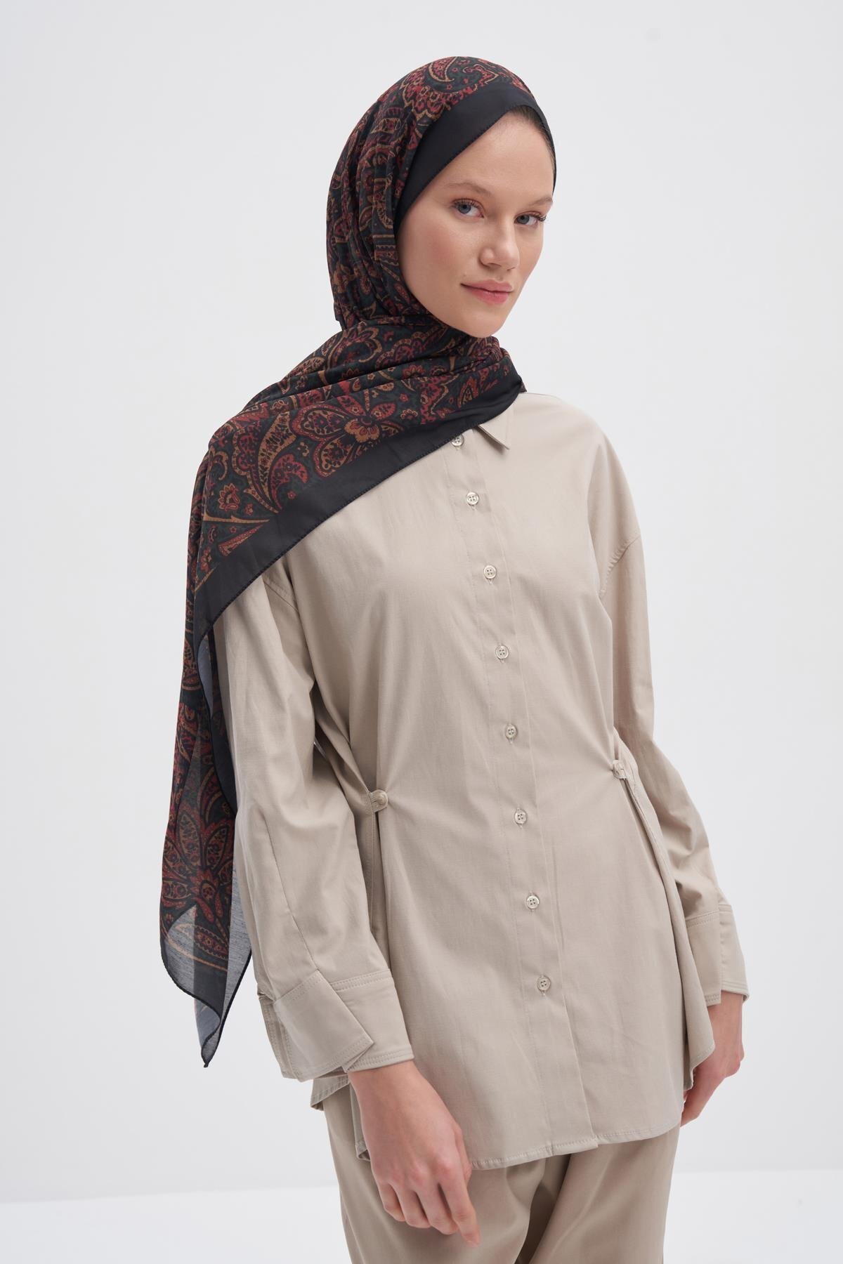 carell Bloom Dark Nilla Pamuklu Şal görsel 2