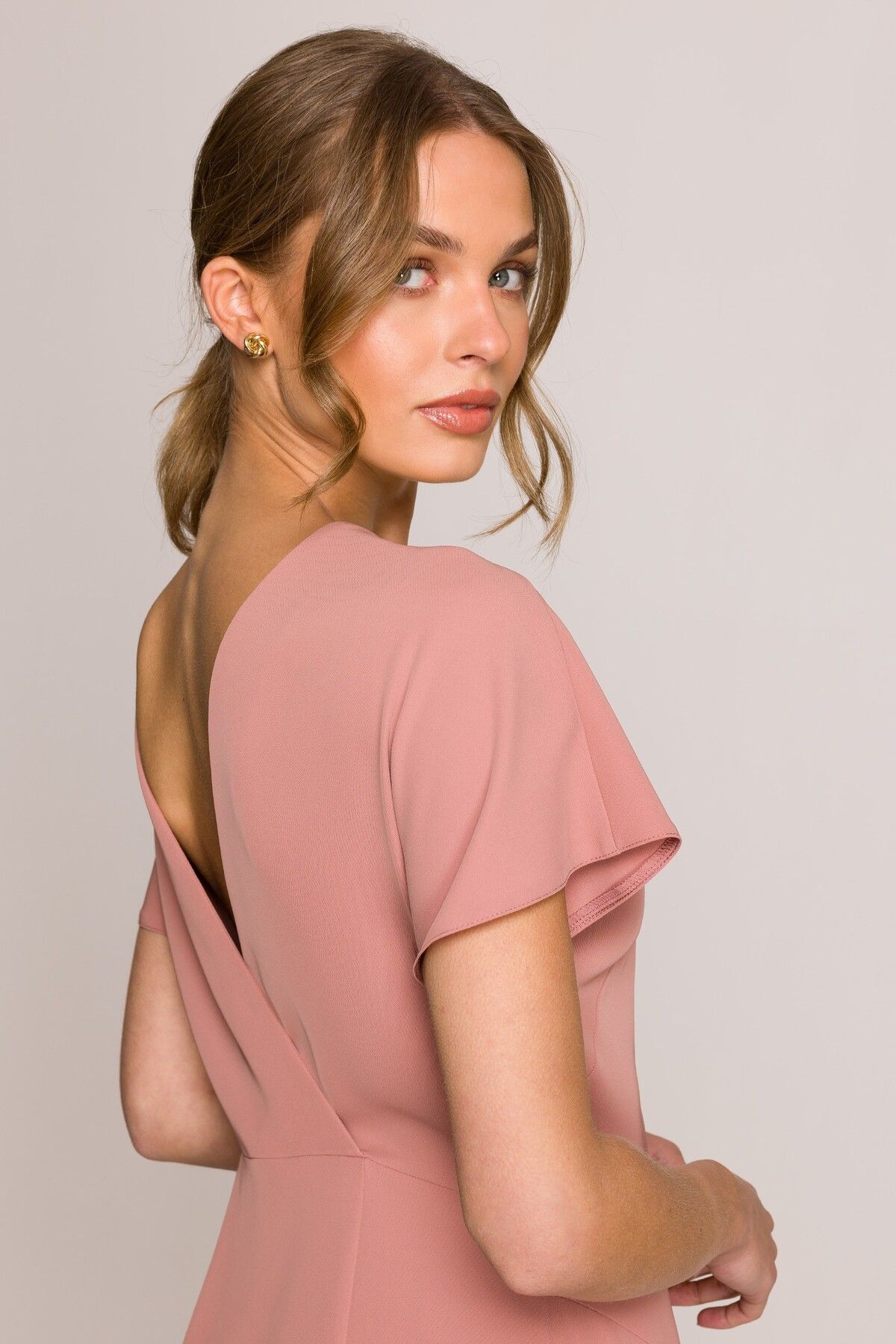 Stylove-Šaty se zadním výstřihem a bočním rozparkem 4