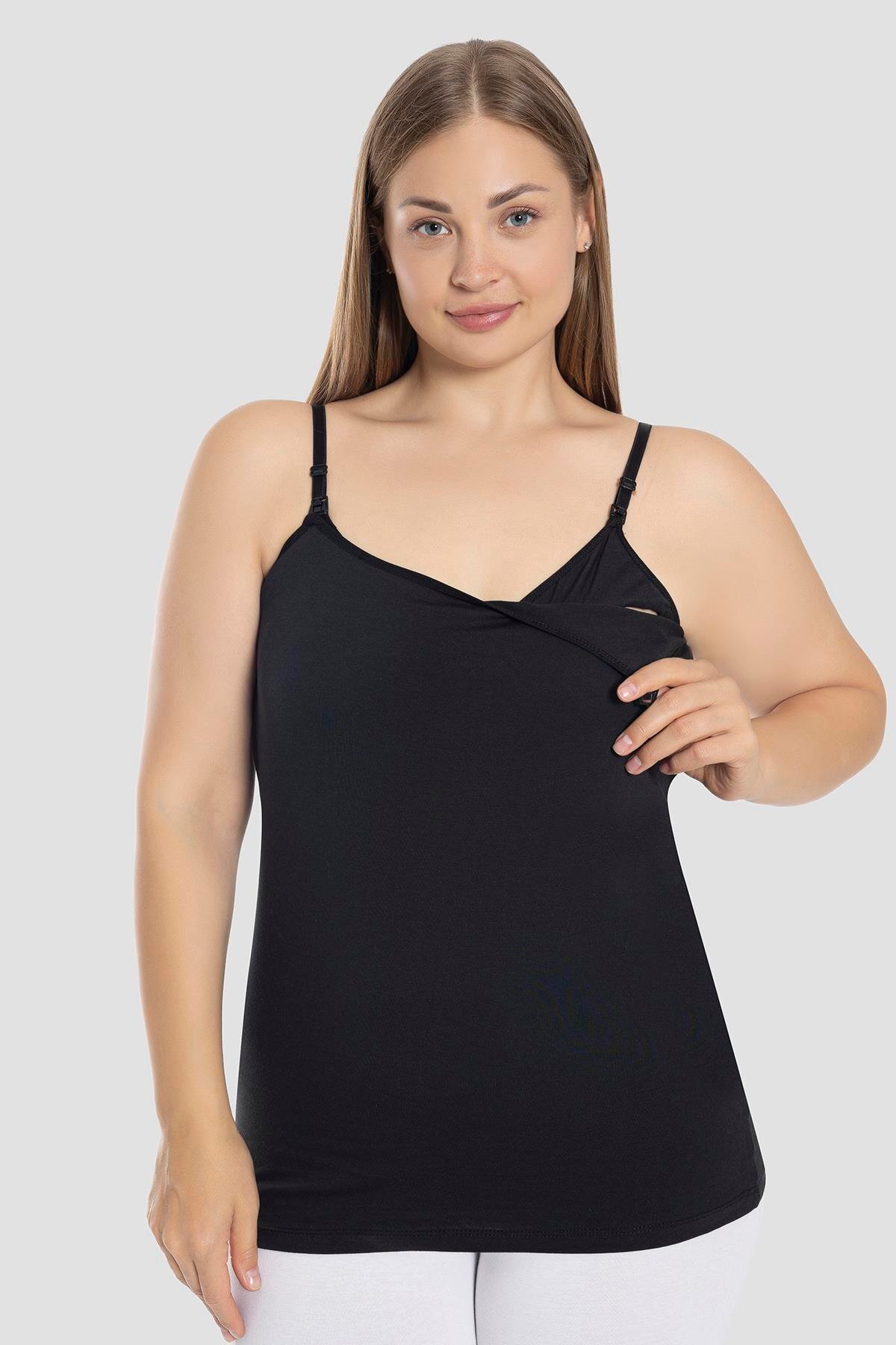 Arma Yıldız 3 Adet Emzirme Atleti Pamuklu Likralı Beyaz Siyah Ten fotoğrafı 2 (önizleme)