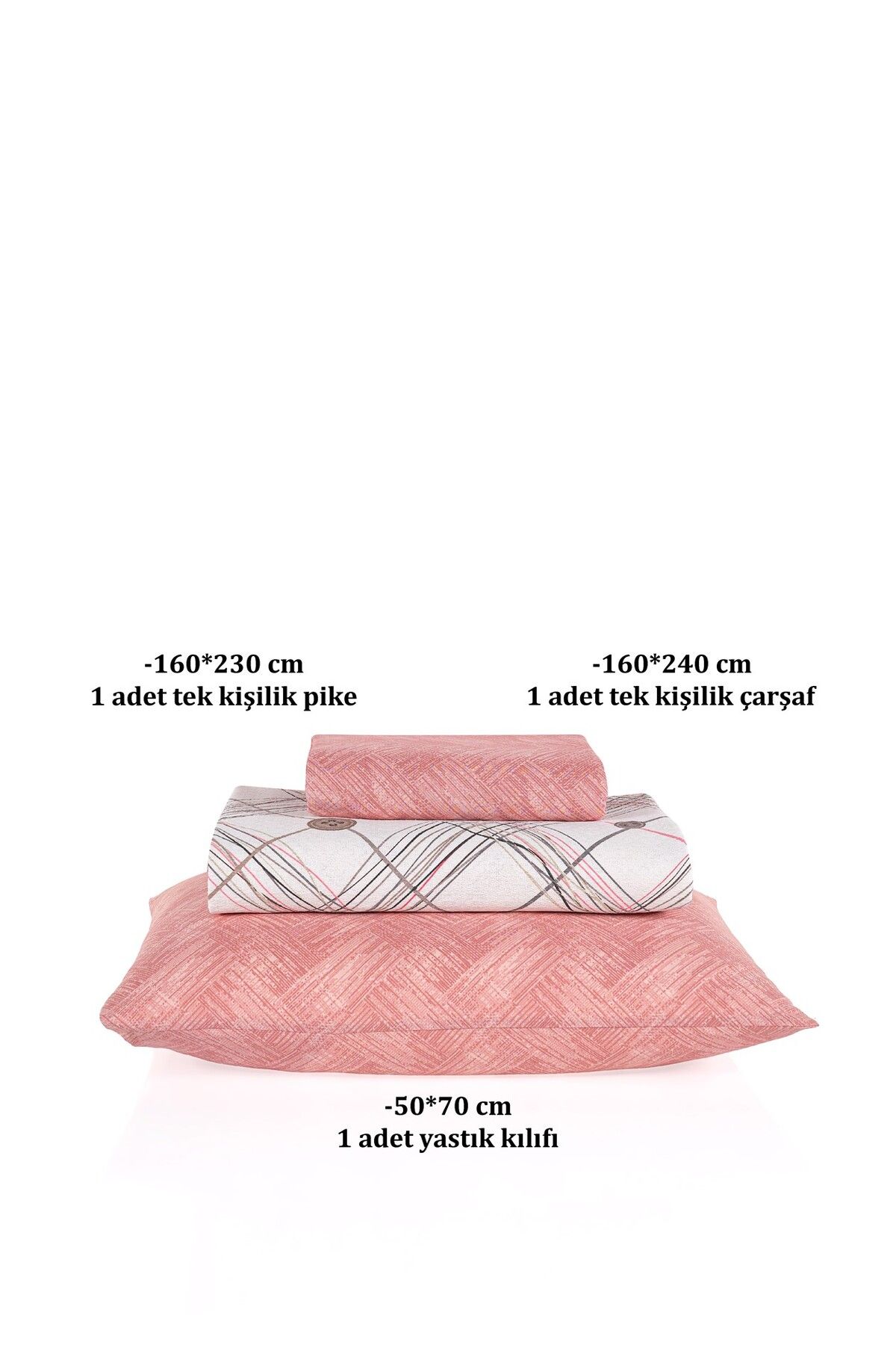 Evim-Soren Single Pique Set - 160X230 cm Harmony Gray & Pink 4