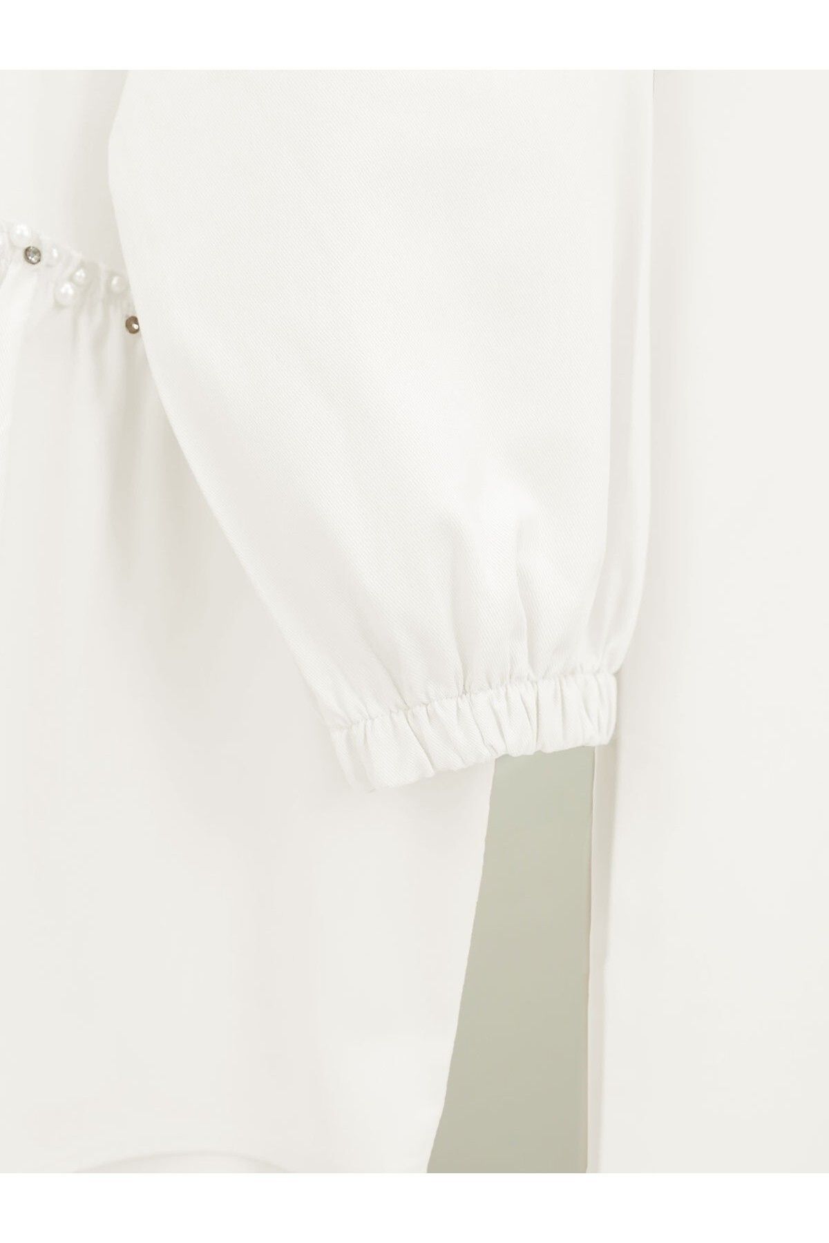 Modamorfo-Pearl Detailed Snap Fastener Washable Cotton Gabardine Suit -White 4