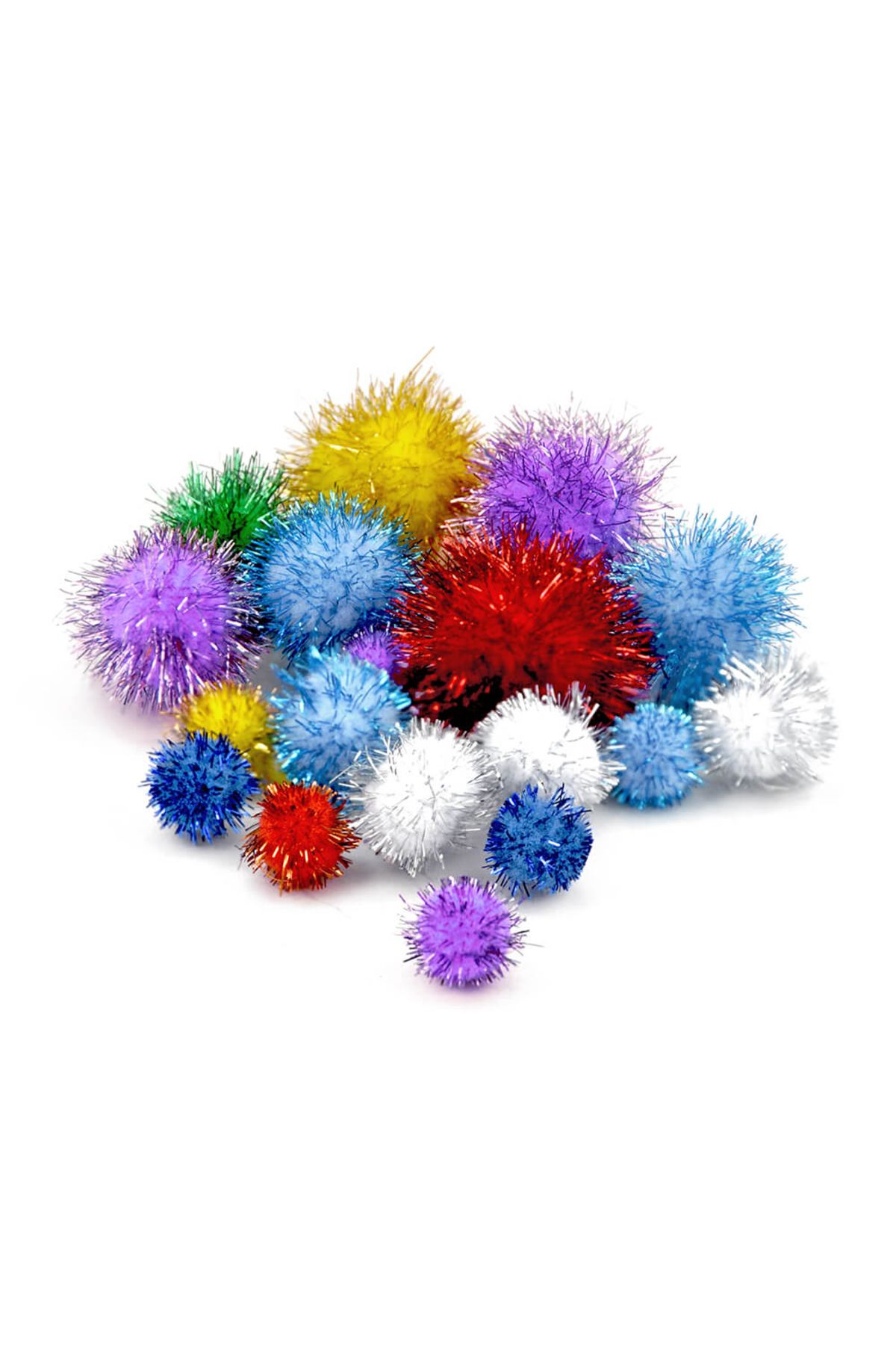 Meyco Pompoane Glitter, Multicolore, 10 Mm - 25 Mm, 30 Buc, Accesorii Art & Craft Pentru Copii - Mărime unică