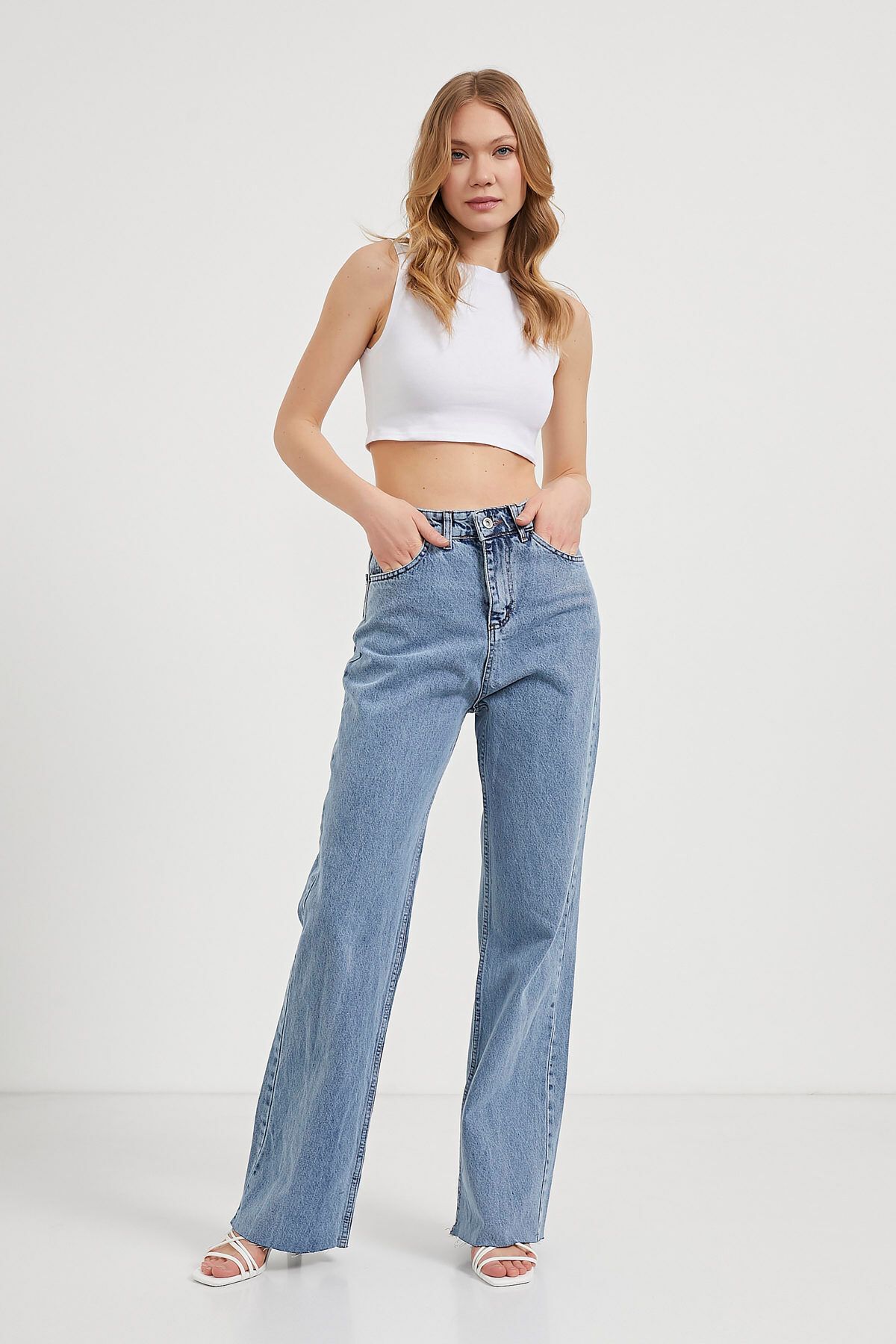 Arma Life Kadın Jeans Yüksek Bel B.Mavi Palazzo Kot Pantolon