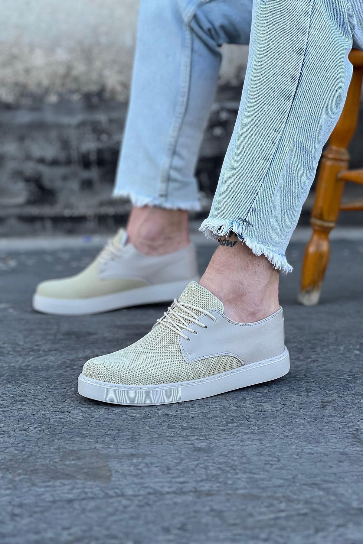 35AVM WG016 Bej Triko Erkek Casual Ayakkabı