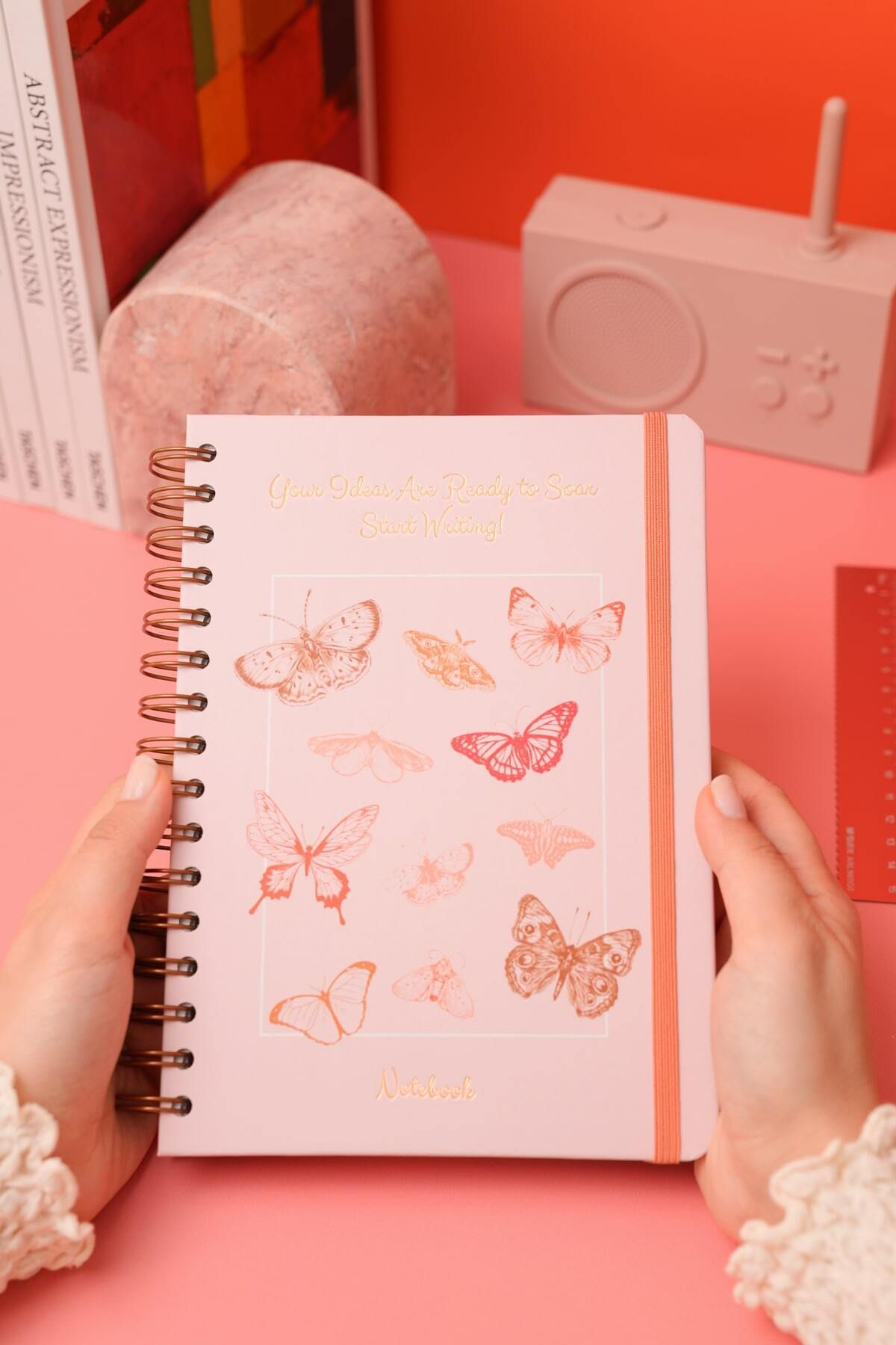 Matt Notebook-Luxury Edible A5 Notepad Spiral, 15X21 Cm, Motif Butterflies 2