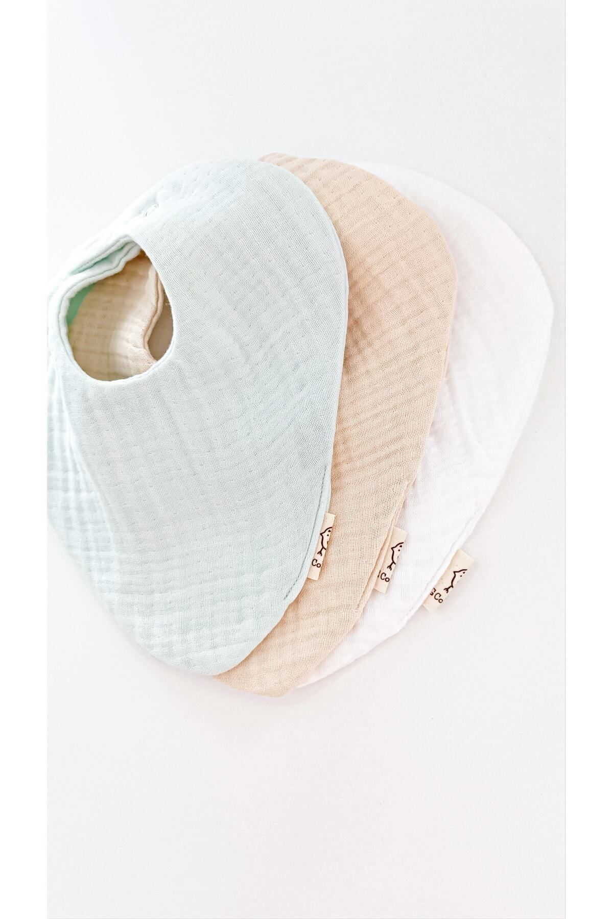 O&G Collection 3'lü Fular %100 Pamuklu Organik 8 Katlı Multi Müslin Bebek Önlük / Salya Önlüğü /nikel Free Çıtçıt fotoğrafı 2 (önizleme)