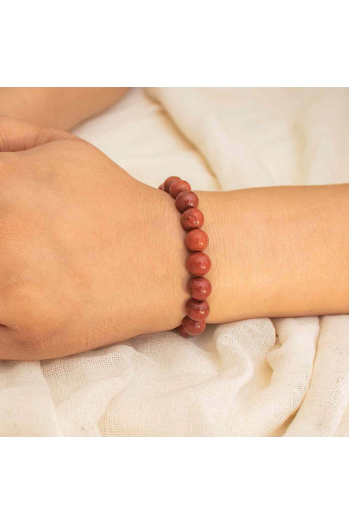 Beauty Box Kırmızı Jasper %100 Saf Doğaltaş Root (Muladhara) Chakra En Iyi Kalite 22cm Unisex Bileklik
