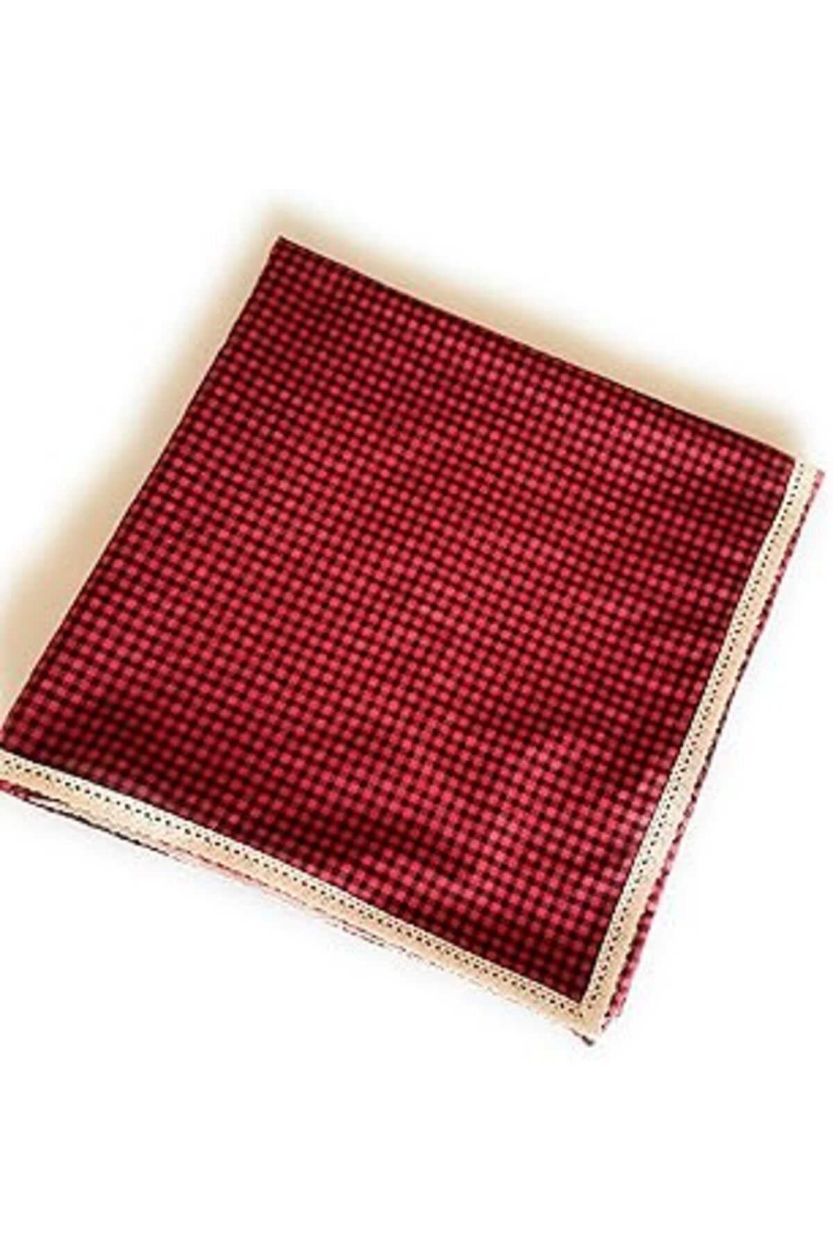 Mu Art Sofra Bezi & Piknik Örtüsü Dantel Detaylı 170X170 Cm (Koyu Kırmızı)
