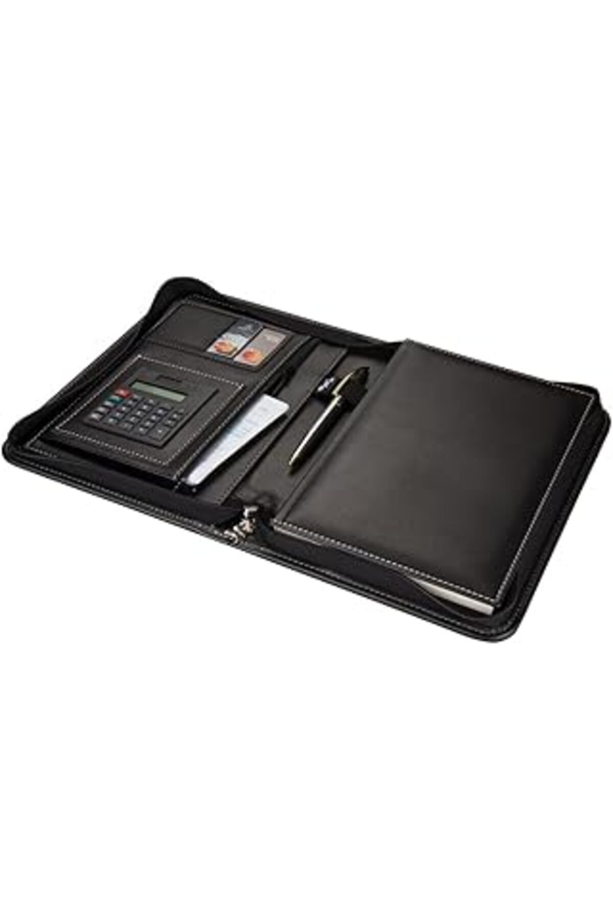 robotrend 2K 5250 Ajanda Tarihsiz Kareli 17X24 Cm Defterli 160 Yapraklı Fermuarlı Hesap Makineli Suni Deri Or