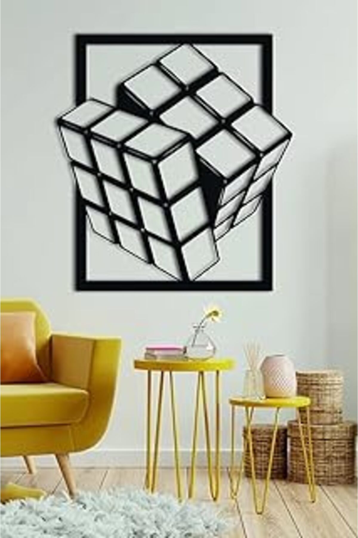 Hepta Collection Demir Torna Mühendislik Rimedametal Rubik Küp Temalı 3D Tablo Metal Duvar Dekorasyon Ürünü - Ev