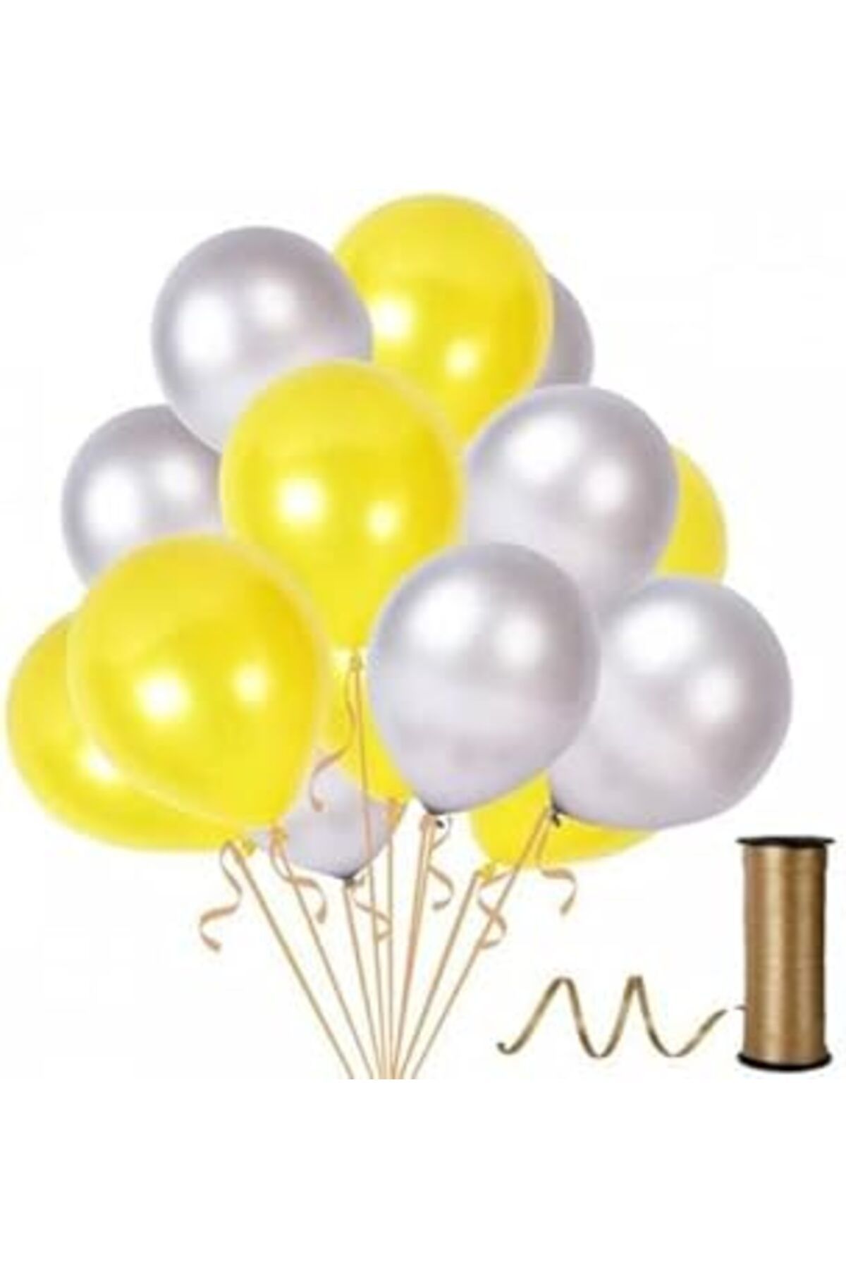 Pazarcan Benim Marifetlerim - Sarı Gümüş Metalik Balon 12 Inch 10 Adet