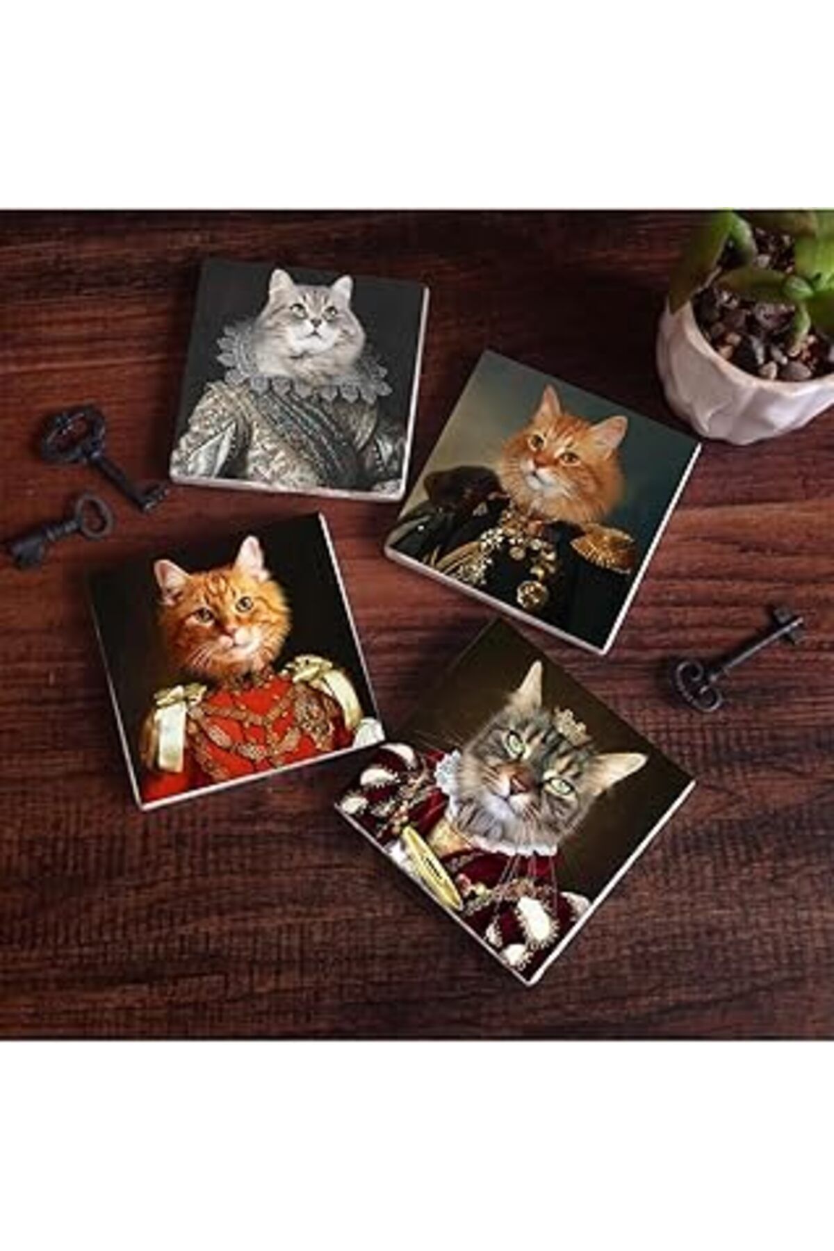 Hepta Collection Pinecone Patili Ekselanslar Taş Bardak Altlığı Seti - 4 Parça - Dekoratif, Rustik Mutfak Aksesuarı,
