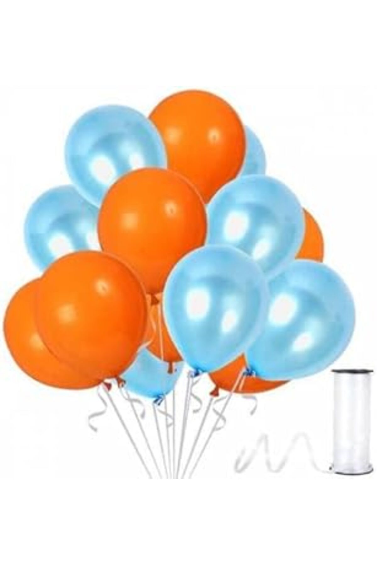 Mu Art Benim Marifetlerim - Turuncu Mavi Metalik Balon 12 Inch 10 Adet