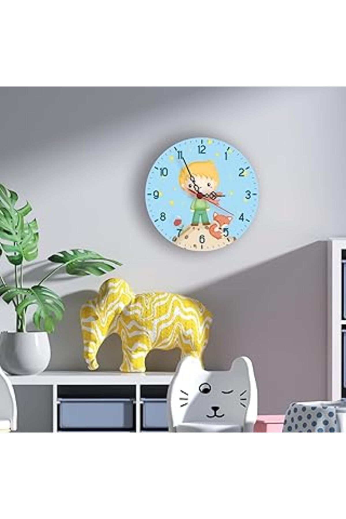 Pazarcan Bebek Çocuk Odası Öğretici Sessiz Akar 28Cm Duvar Saati Uv Dijital Baskı Saat Mdl0021