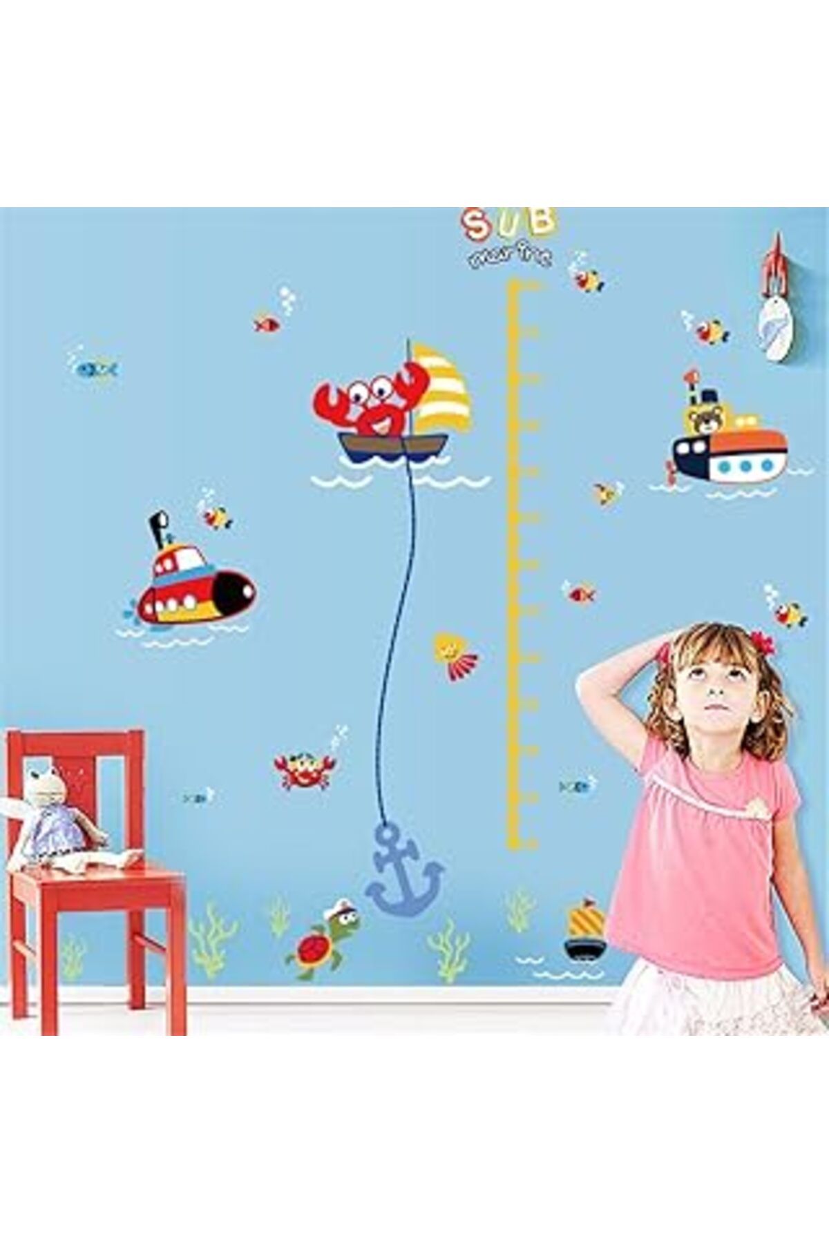 Hepta Collection Crystal Kids Denizaltı Bebek Ve Çocuk Odası Boy Ölçen Duvar Dekoru Sticker
