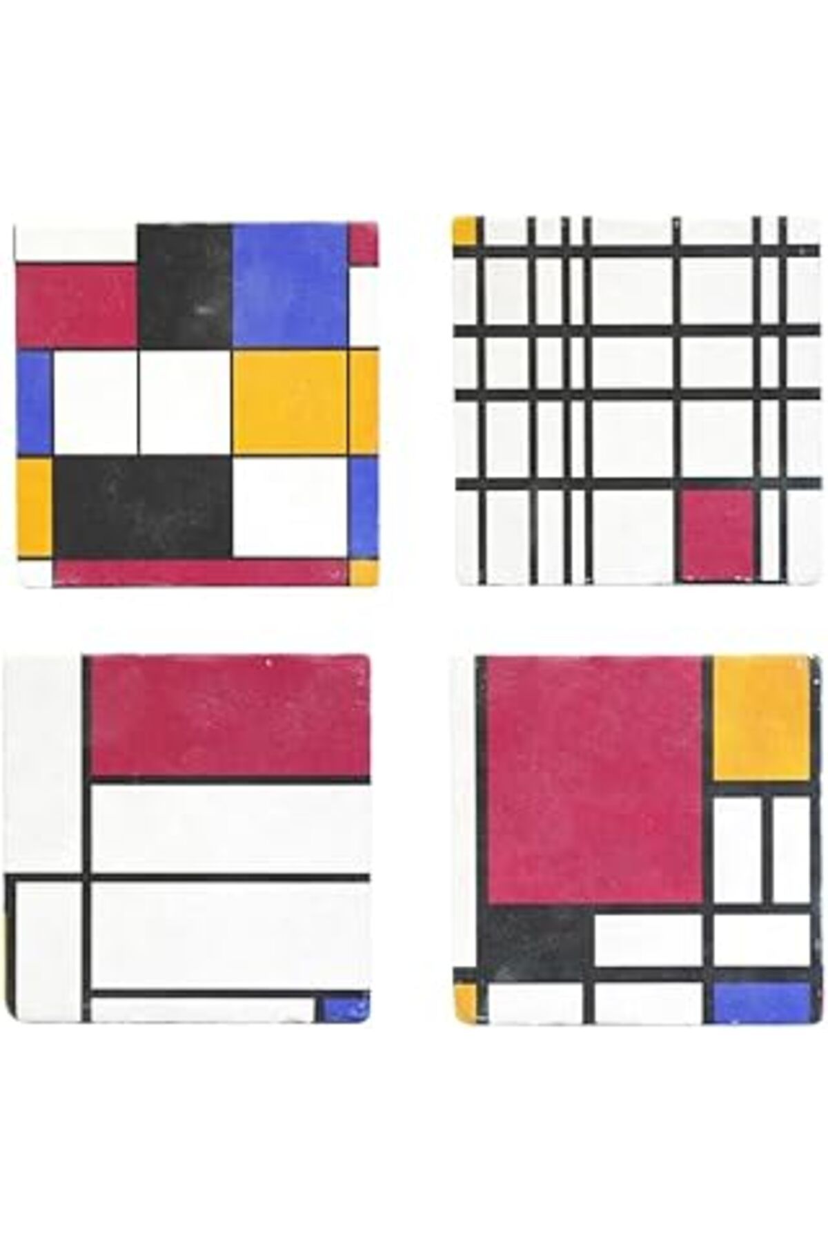 Hepta Collection Kaynock Piet Mondrian Taş Bardak Altlığı 4'Lü Set