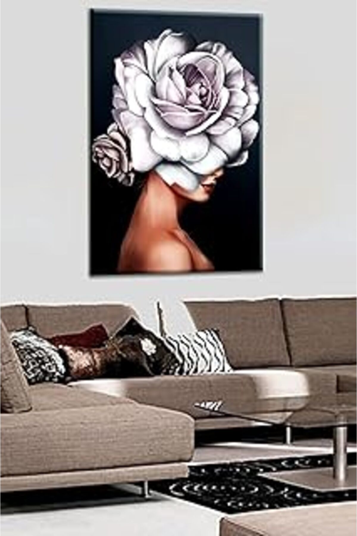 NETWORK ART Talya Tablo Gül ve Kadın Kanvas Tablo 60x40 no-5499