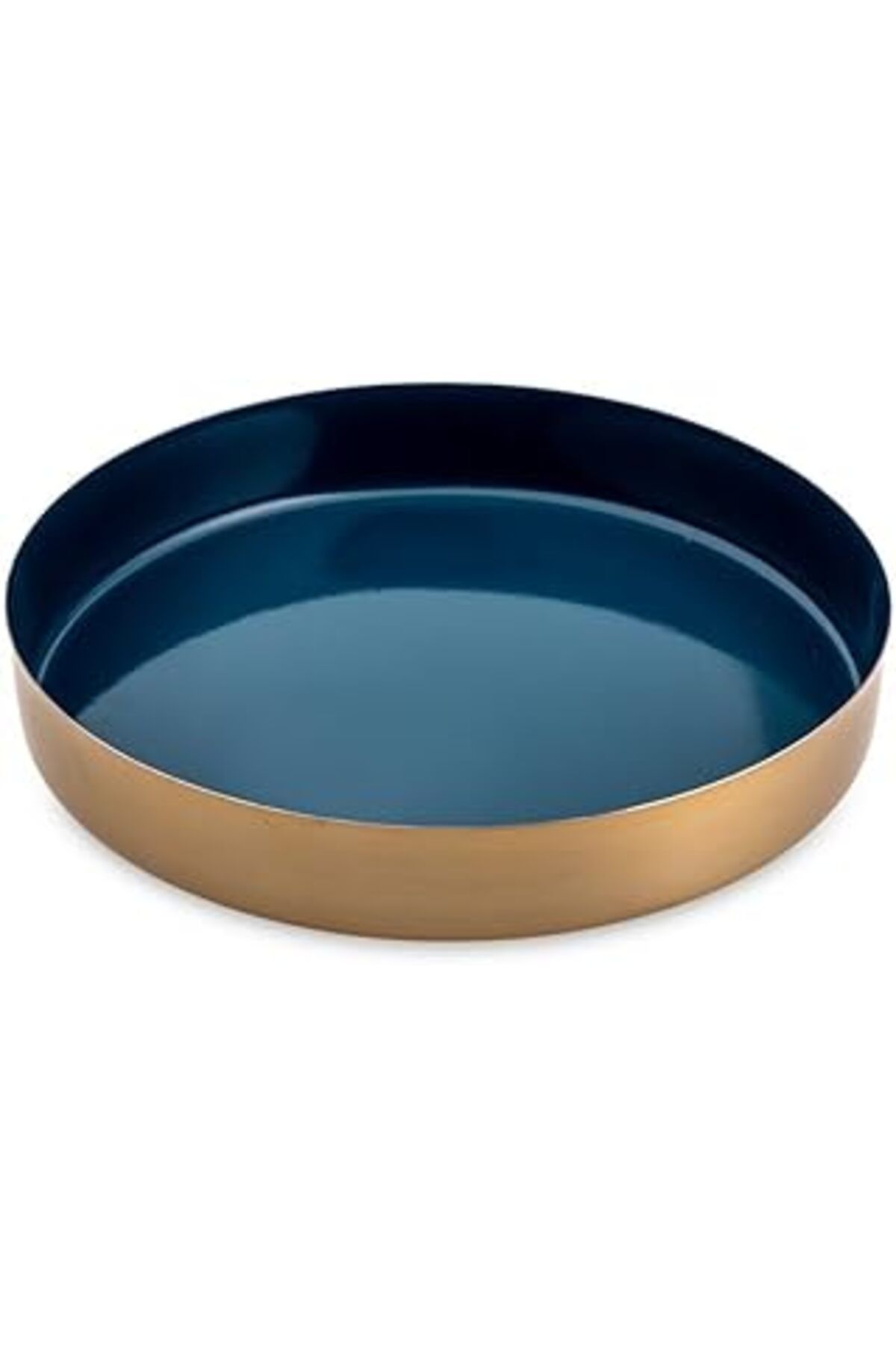 Mu Art Ahşap Jumbo Capella Mavi Yuvarlak Tepsi 26 Cm