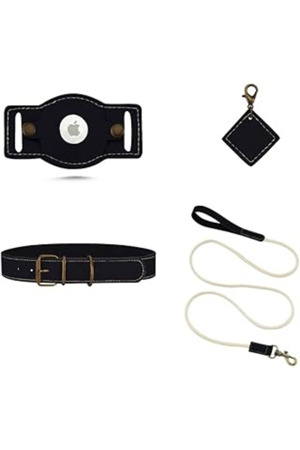 Hepta Collection Kanibey Monchin Gerçek Deri Black Tasma Takımı (Antik Sarı Detaylı) Siyah L