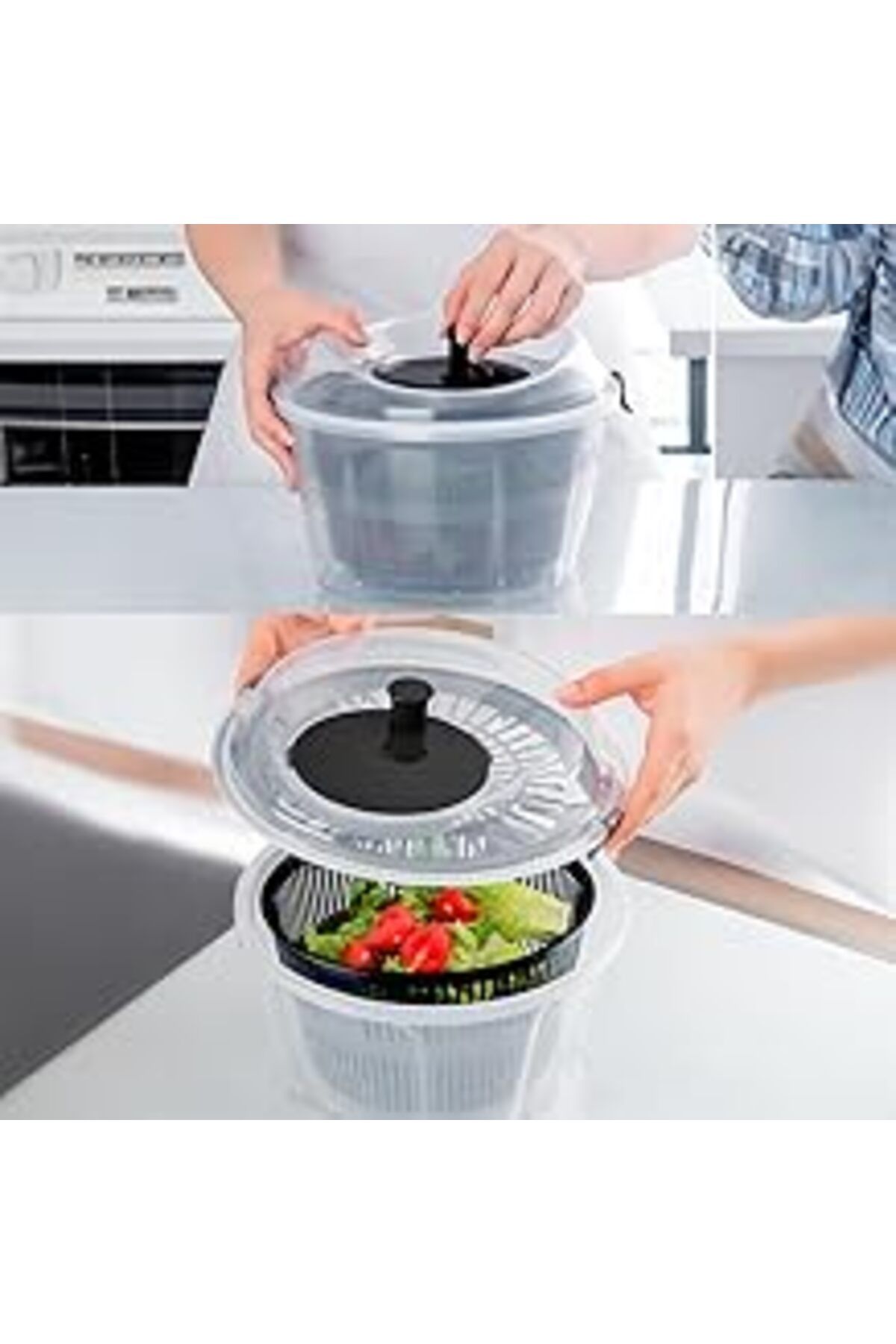 robotrend Porsima G-25 Gondol Vega Pratik Salata Kurutucu - Meyve Sebze Yeşillik Yıkama Kurutma Kabı Siyah