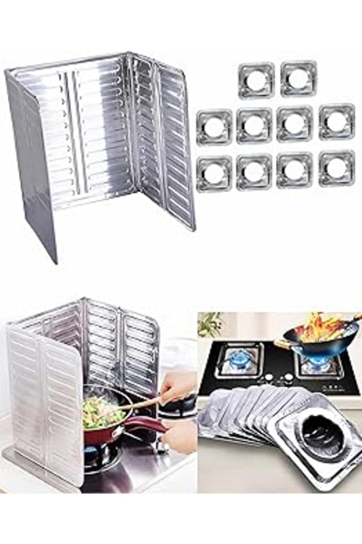 Mu Art Ahşap Kyrotech Ocak Arkası Ve Yanı Koruyucu Alüminyum Koruyucu Panel Pişirme Tava Yağ Sıçrama Önleyici Ve