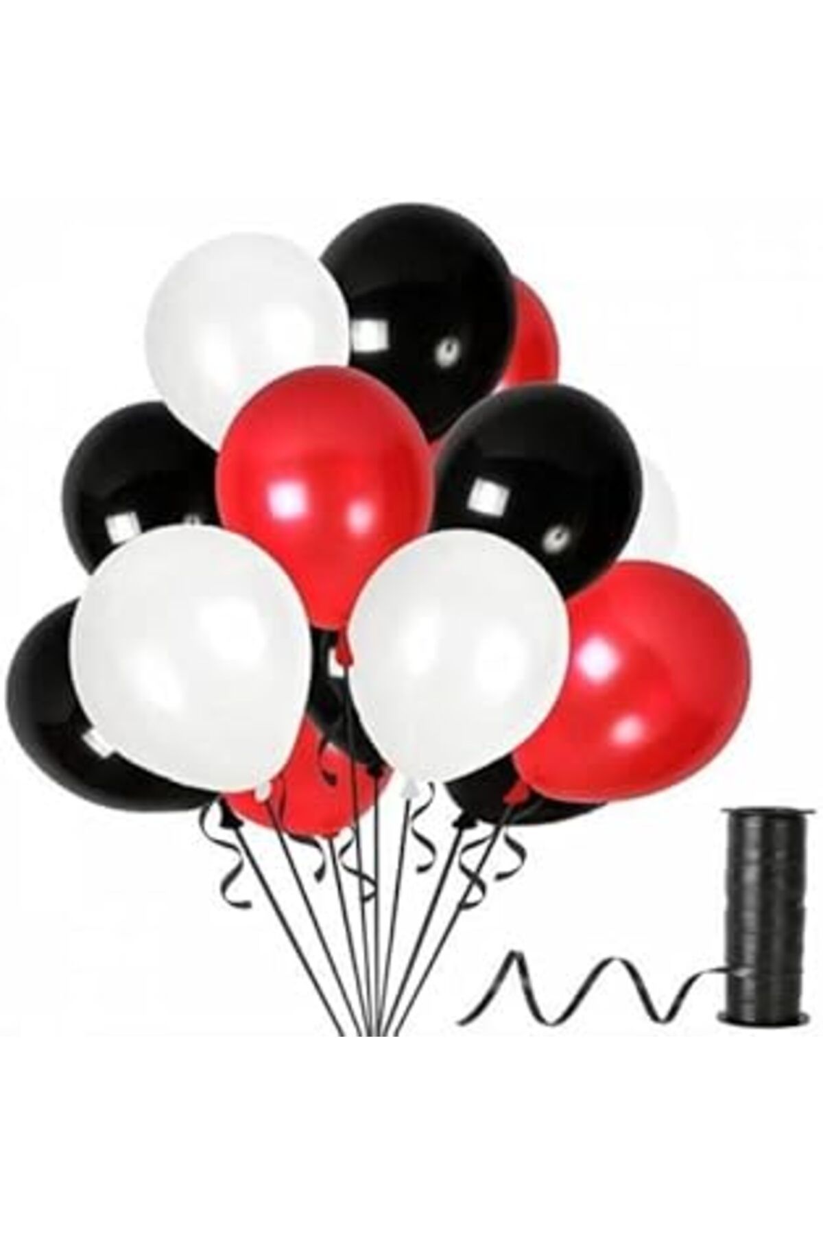 Mu Art Benim Marifetlerim - Kırmızı Siyah Beyaz Metalik Balon 12 Inch 10 Adet