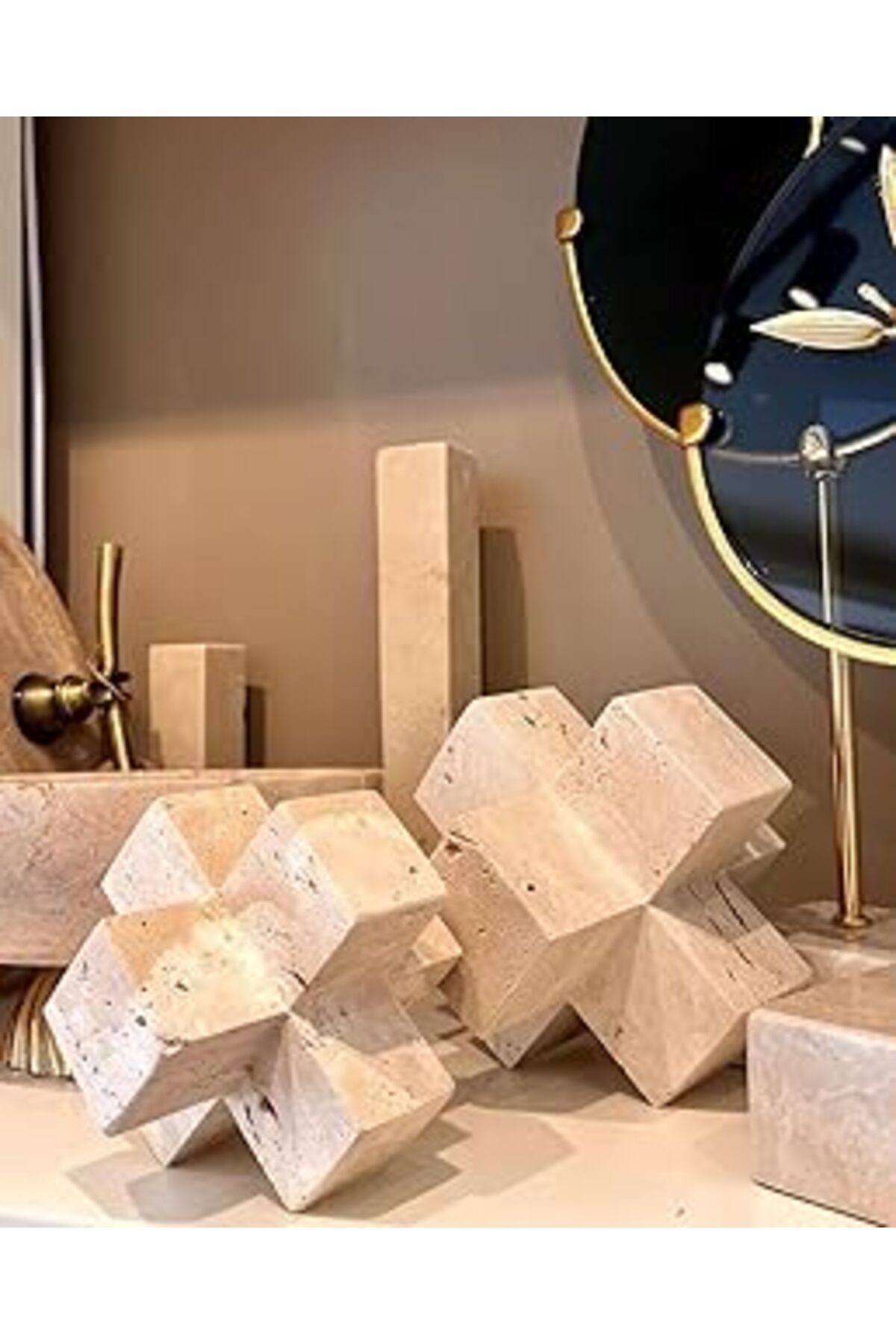 Pazarcan Setabianca Evza Traverten Masa Üstü Objesi 12 * 12 * 12 Cm
