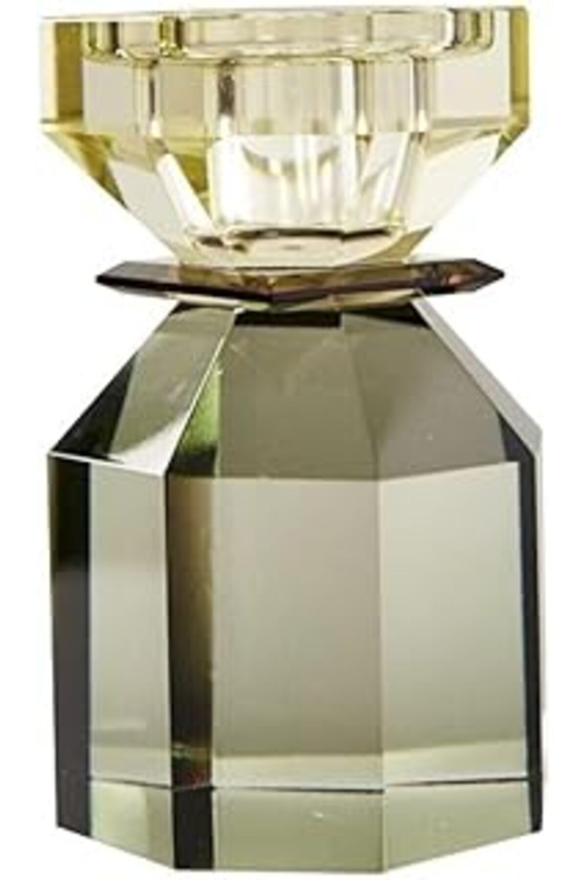Pazarcan Eja International Kristal Mum Tutucu, Gri/Amber/Açık Sarı 11X6X6 Cm