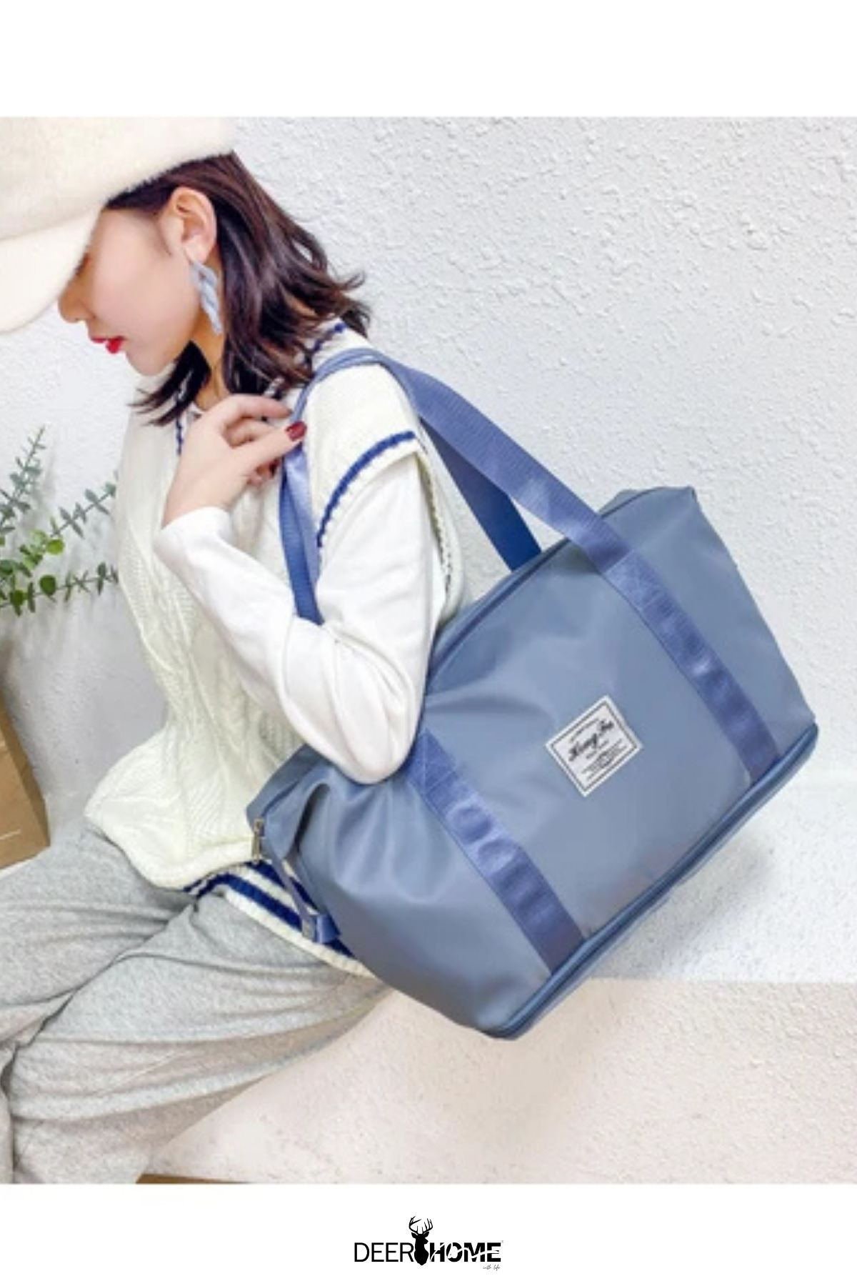 Passionis Büyük Kapasiteli Katlanır Seyahat Çantası Taşınabilir Hafif Su Geçirmez Oxford Duffel Kumaş Çanta görsel 3
