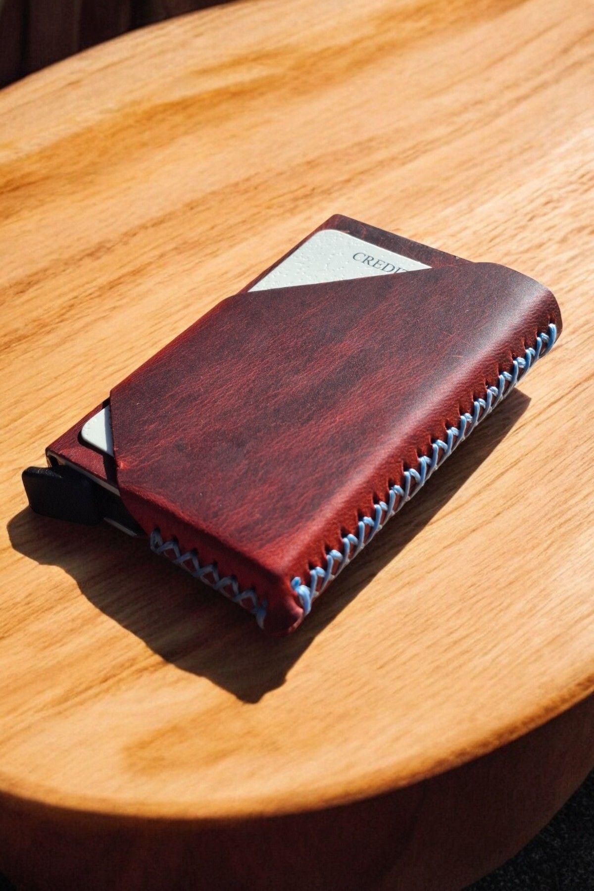 MAT Deri-Men's Mechanismed Card Holder Real Leather Automatic Mechanismed 7 Card Capacity Card Holder 2