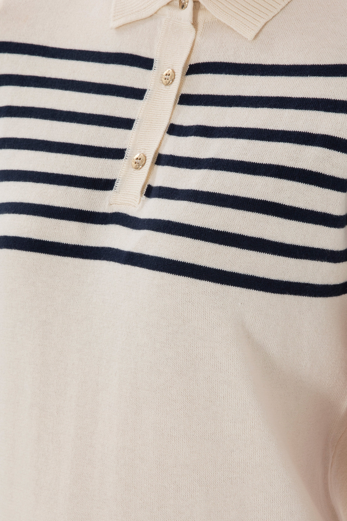 U.S. Polo Assn.  Kadın Lacivert Polo Yaka Çizgili Triko Tişört 50306479-VR071 - Görsel 7