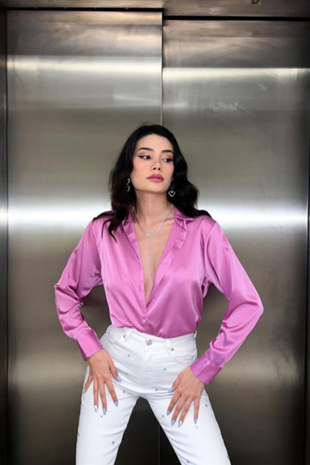 Deridün Yıldız Shoes Pembe Saten Gömlek