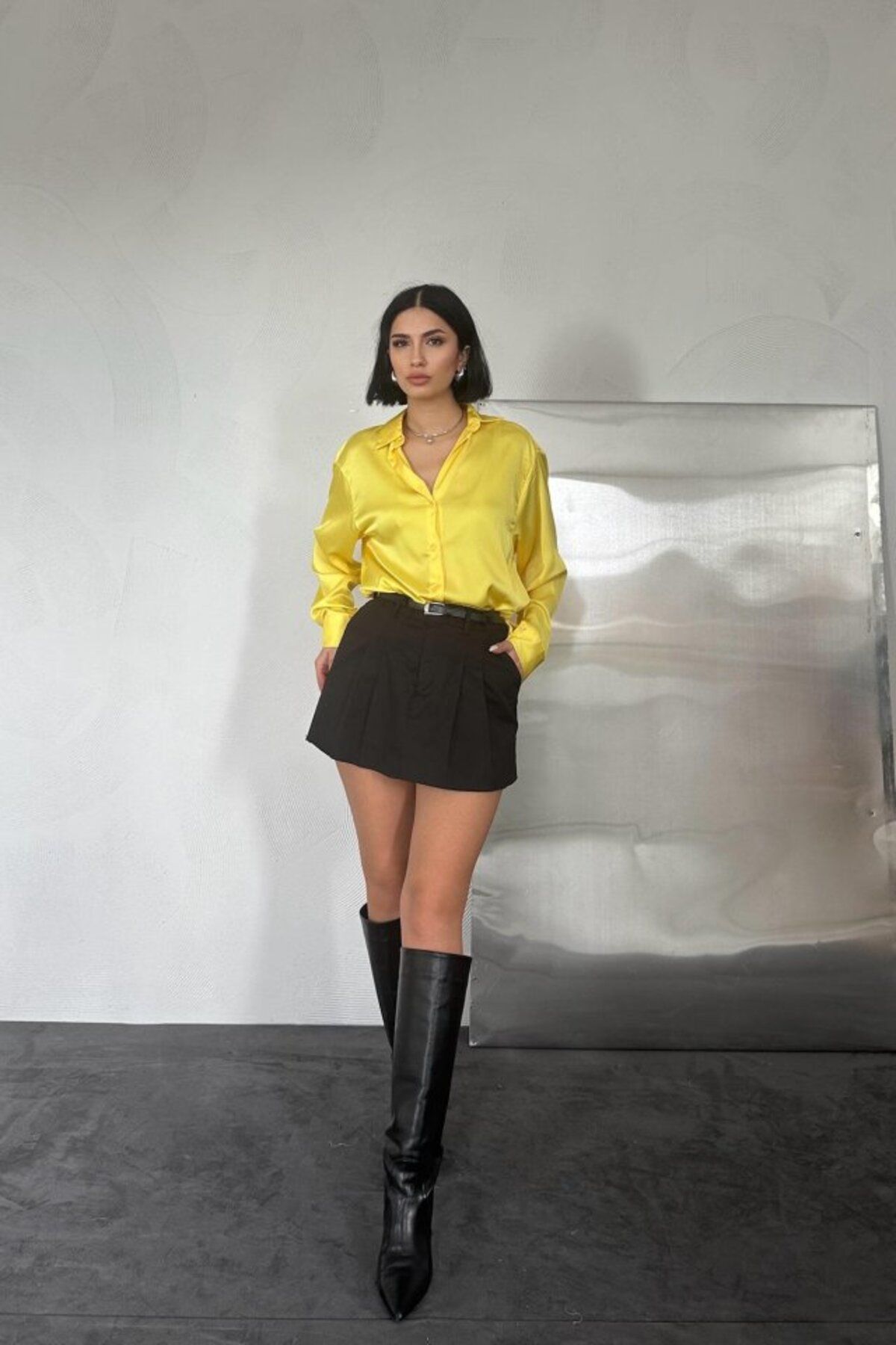 Shodiez-Yellow Satin Shirt 2