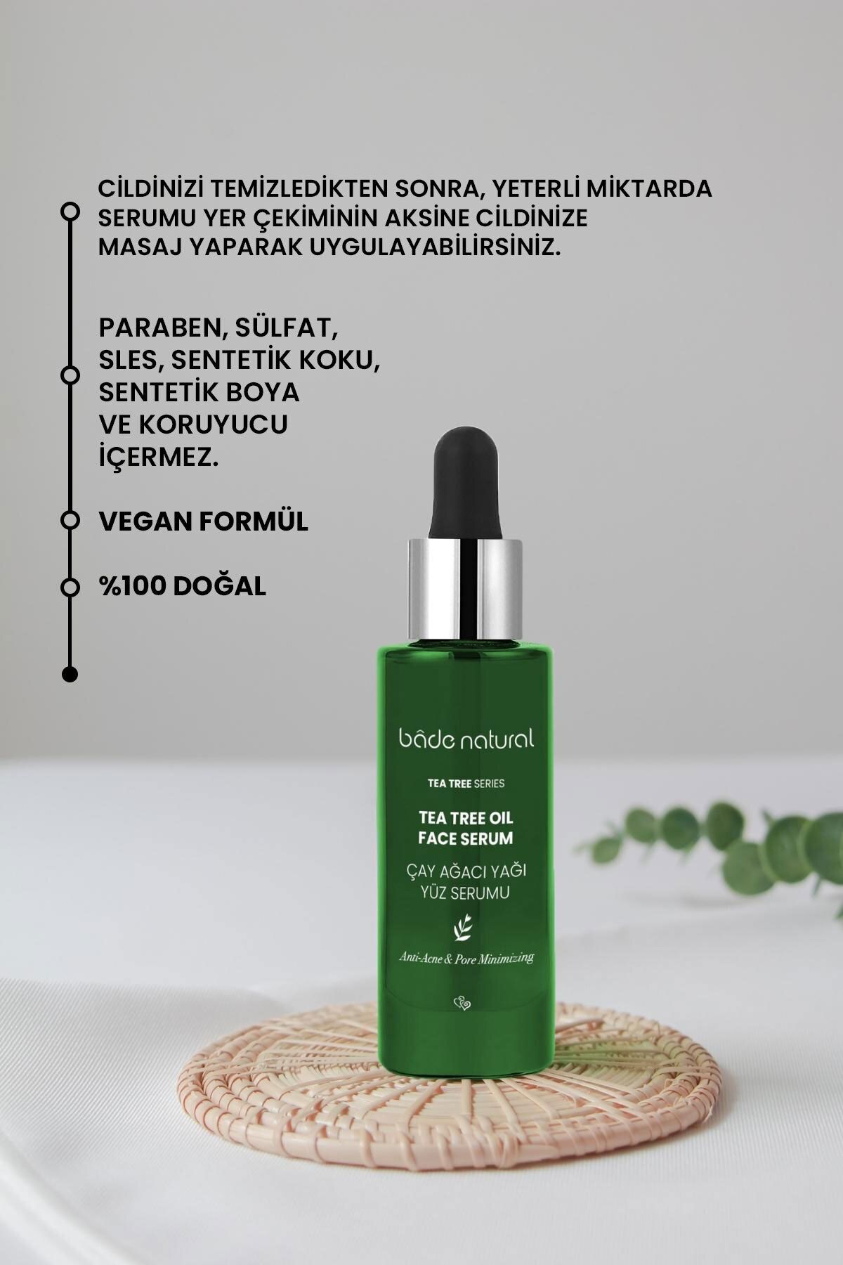 سرم پوست درخت چای ضد آکین و منافذ سرمی صورت 30 میل Bade Natural