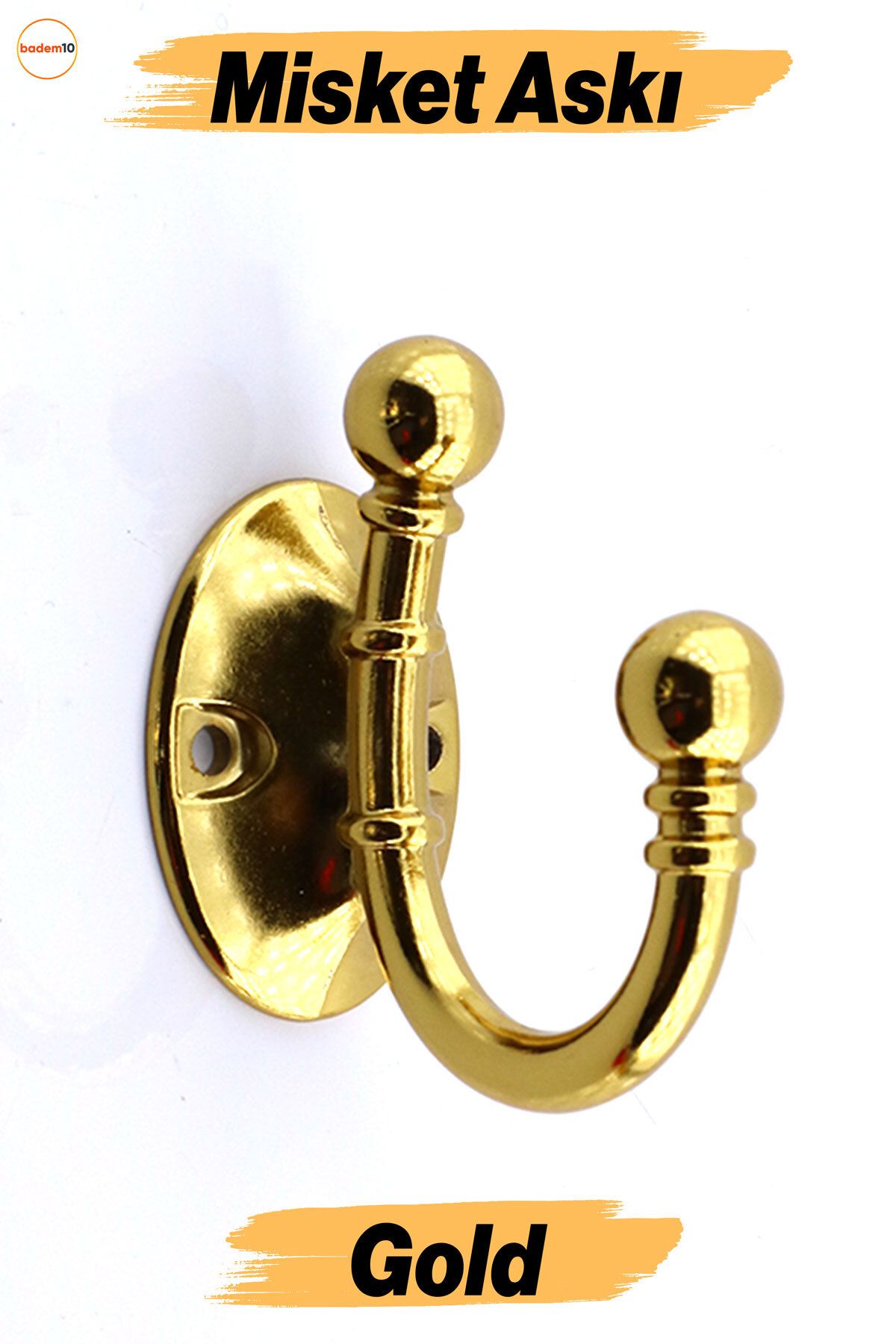 Badem10 Misket Askı Gold Altın Vestiyer Dolap Askılık Askılığı Duvar Banyo Mutfak Elbise Çanta Askısı