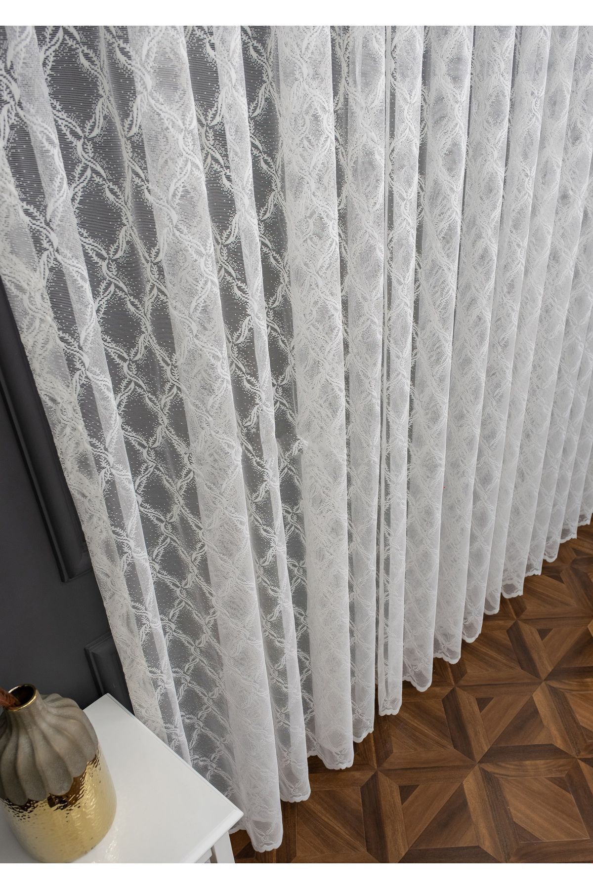 Taç-Farbateks Planting Seher Pattern New Design Pattern 3 Layers Pleated Iron Don't Want Tulle Curtain 5