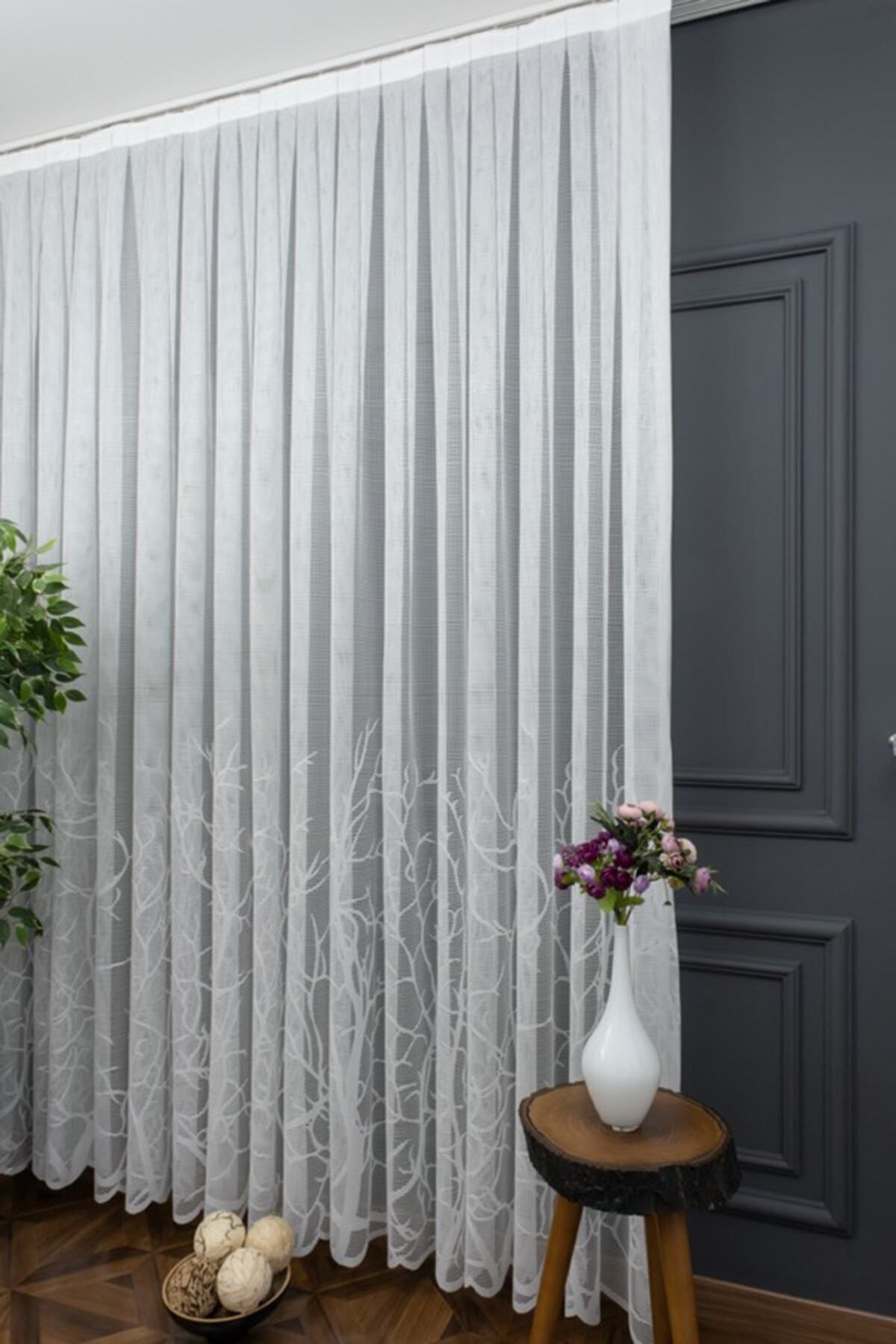 farbateks-Bottom Branch Pattern Model Design Does Not Want Iron Non-Wrinkle Tulle 1/2layer Pleated Tulle Curtain 4