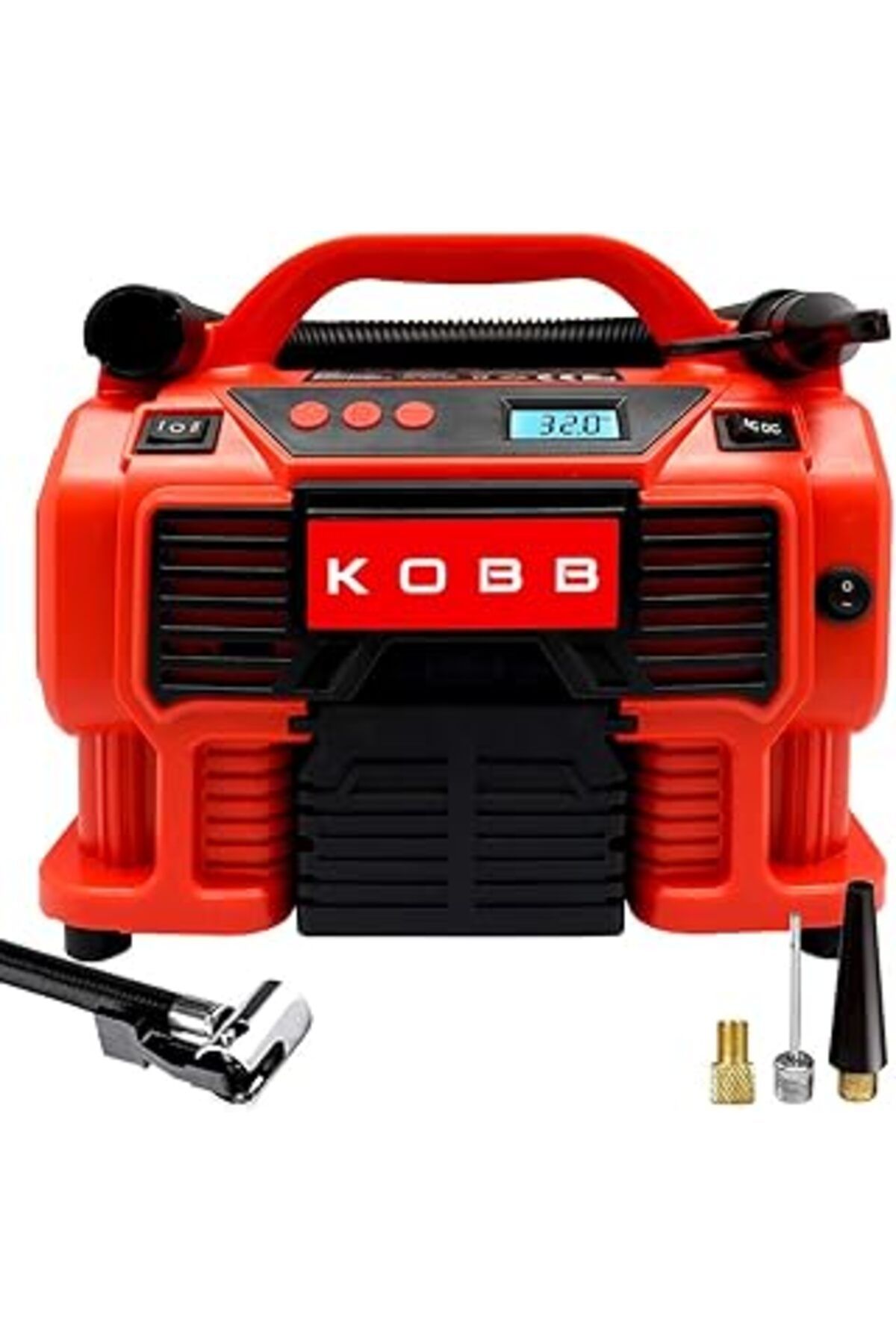 Hepta Collection Kobb Kb300 12Volt/220Volt 160 Psi Dijital Basınç Göstergeli Lastik & Yatak Şişirme Pompası, Kırmızı