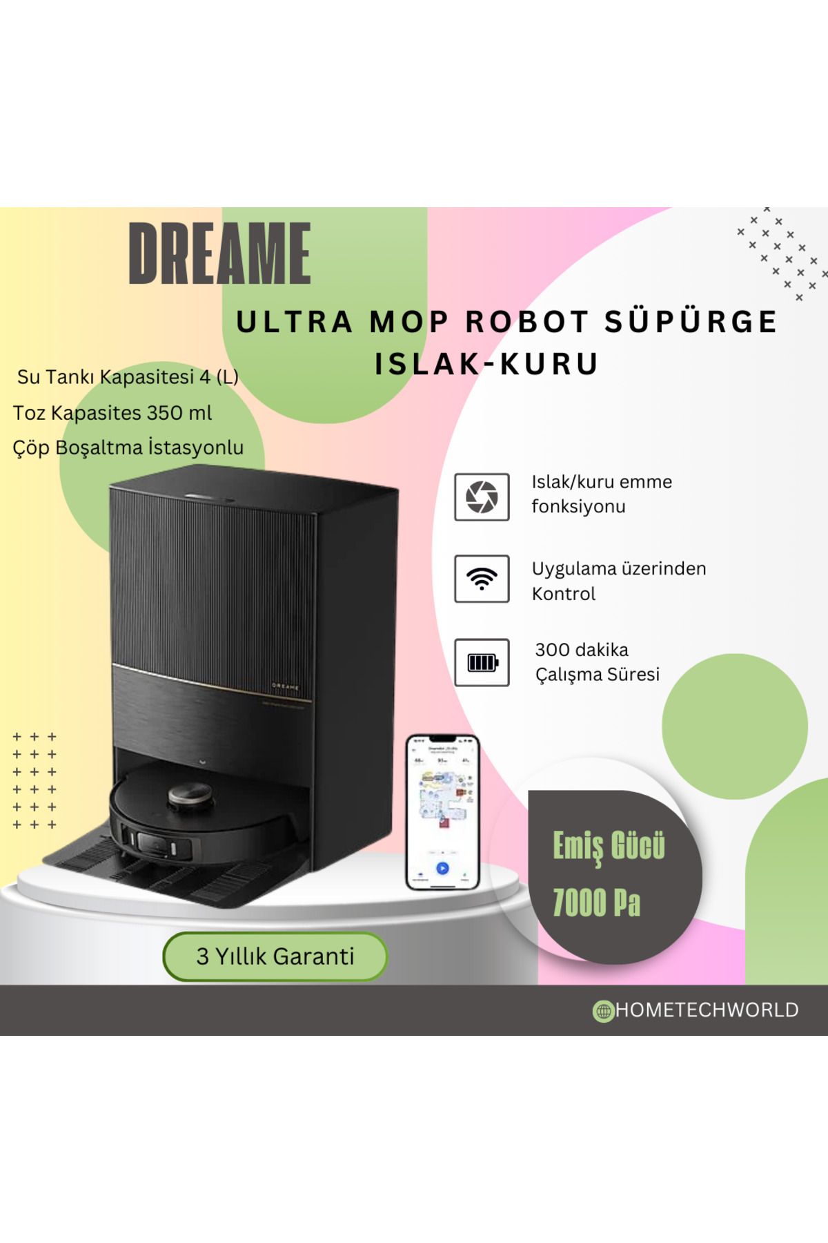 Dreame DREAMEUltra Mop Robot Süpürge Siyah