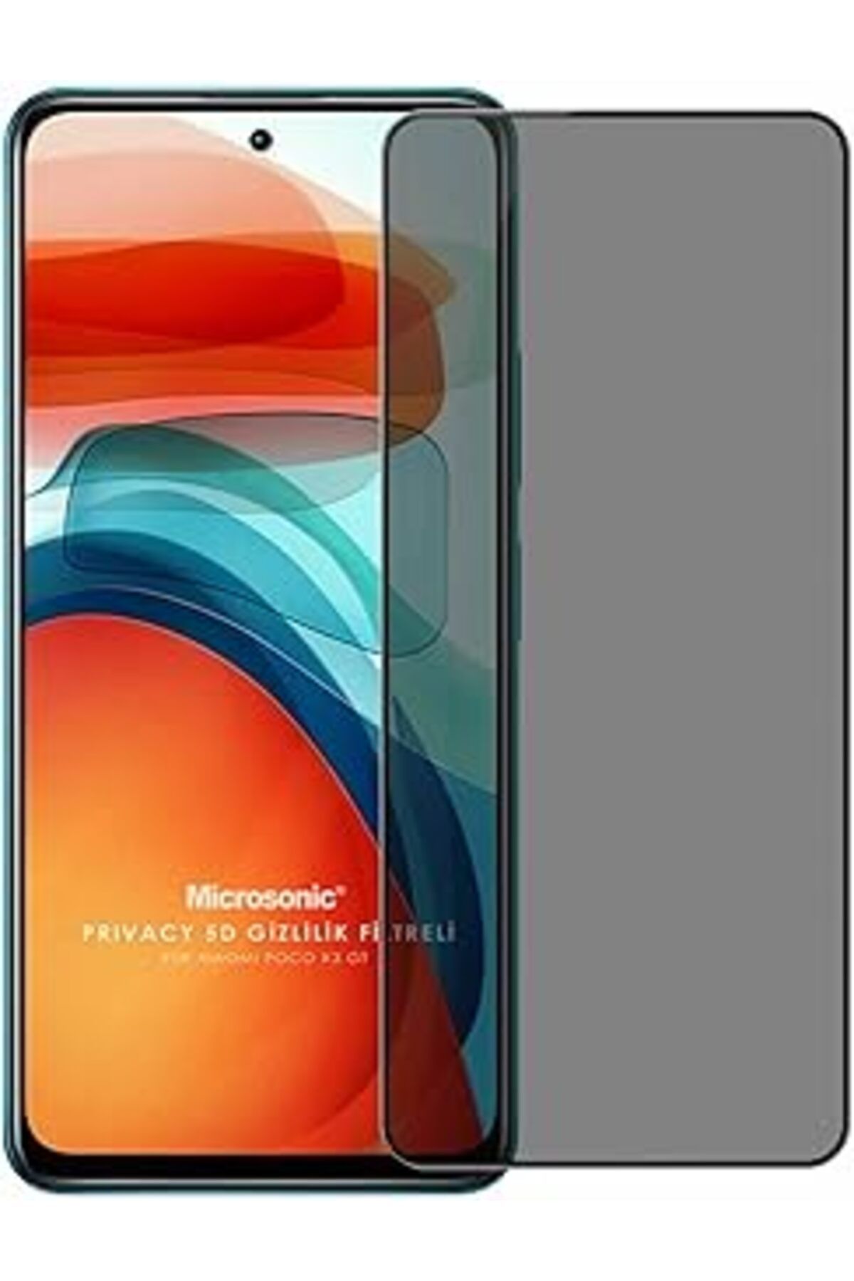 Pazarcan Microsonic Xiaomi Poco X3 Gt Privacy 5D Gizlilik Filtreli Cam Ekran Koruyucu Siyah